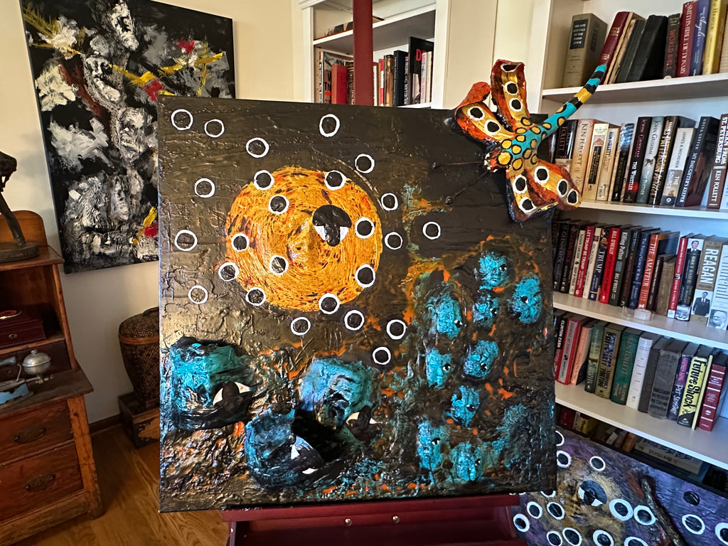 Queen Dragon Fly — Original Mixed-Media Textured Artwork