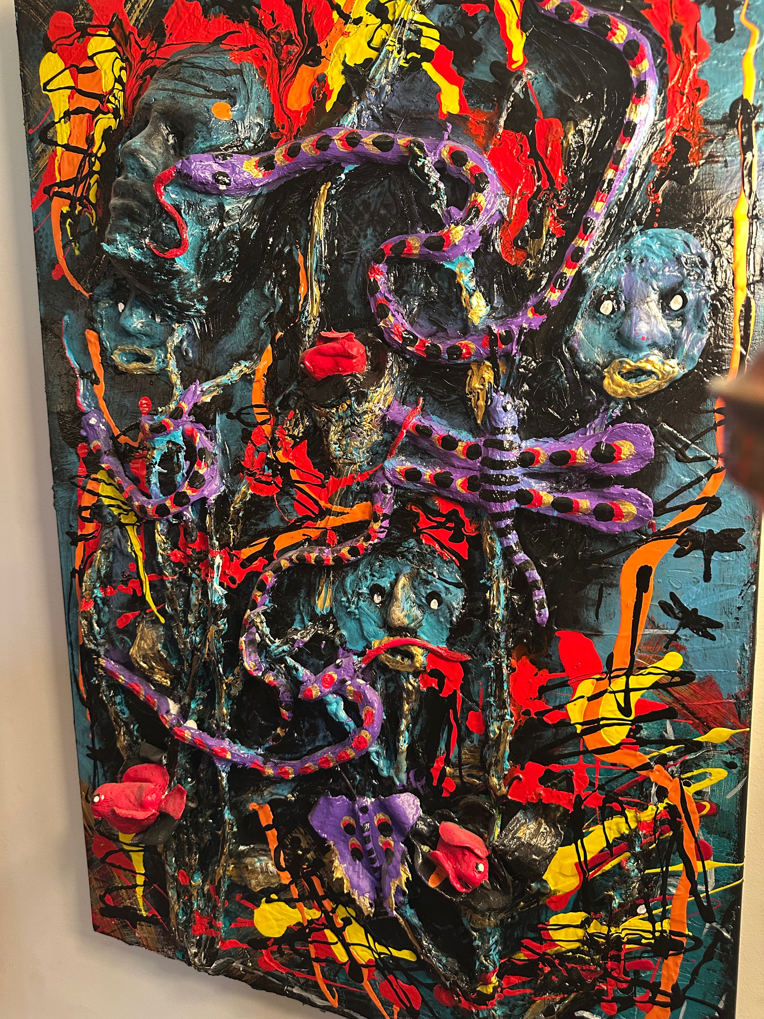 Blackwood Chaos — Original Mixed-Media Sculptural Painting