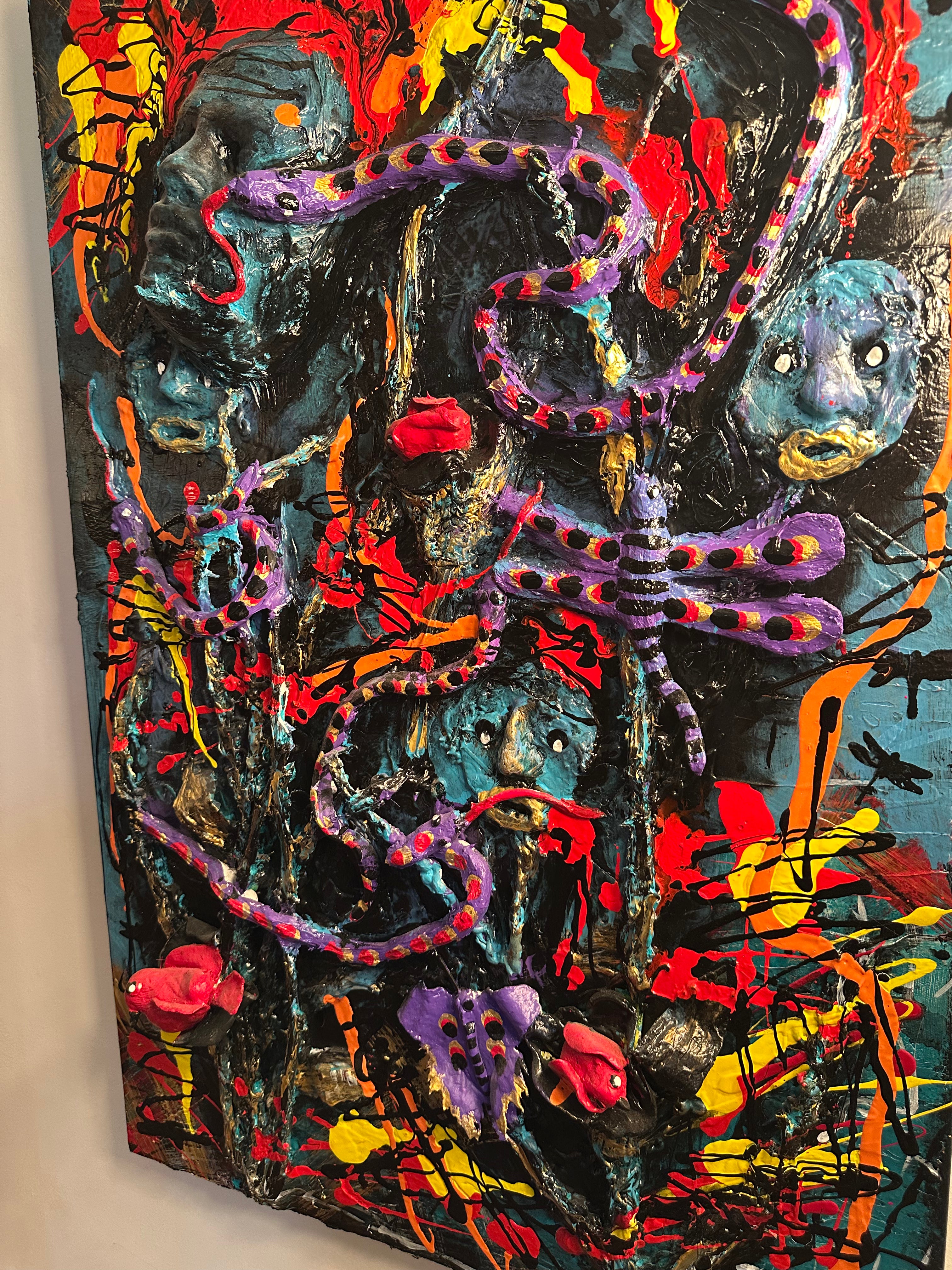 Blackwood Chaos — Original Mixed-Media Sculptural Painting