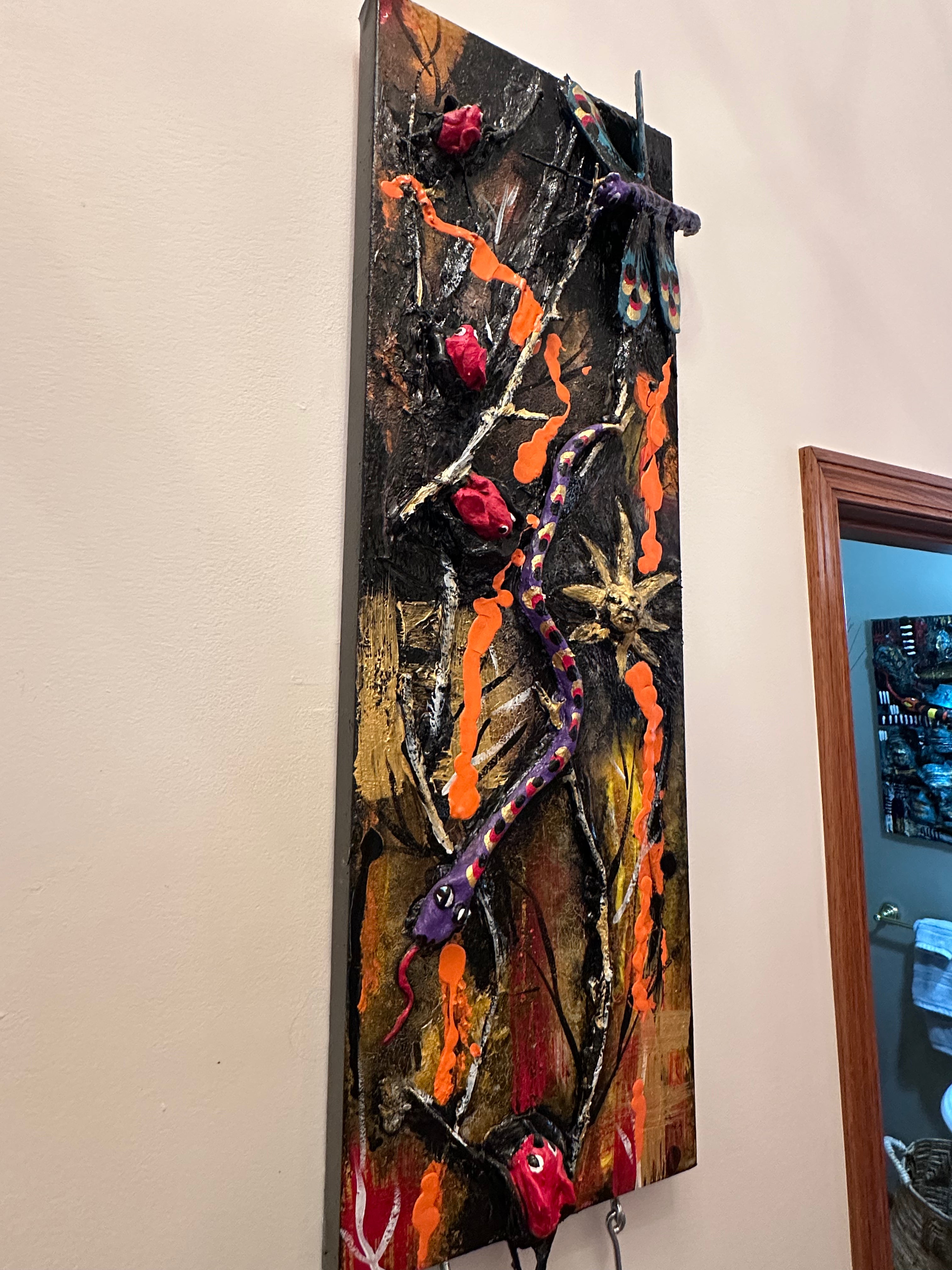 Orange Sky — Original Two-Panel Mixed-Media Sculptural Artwork