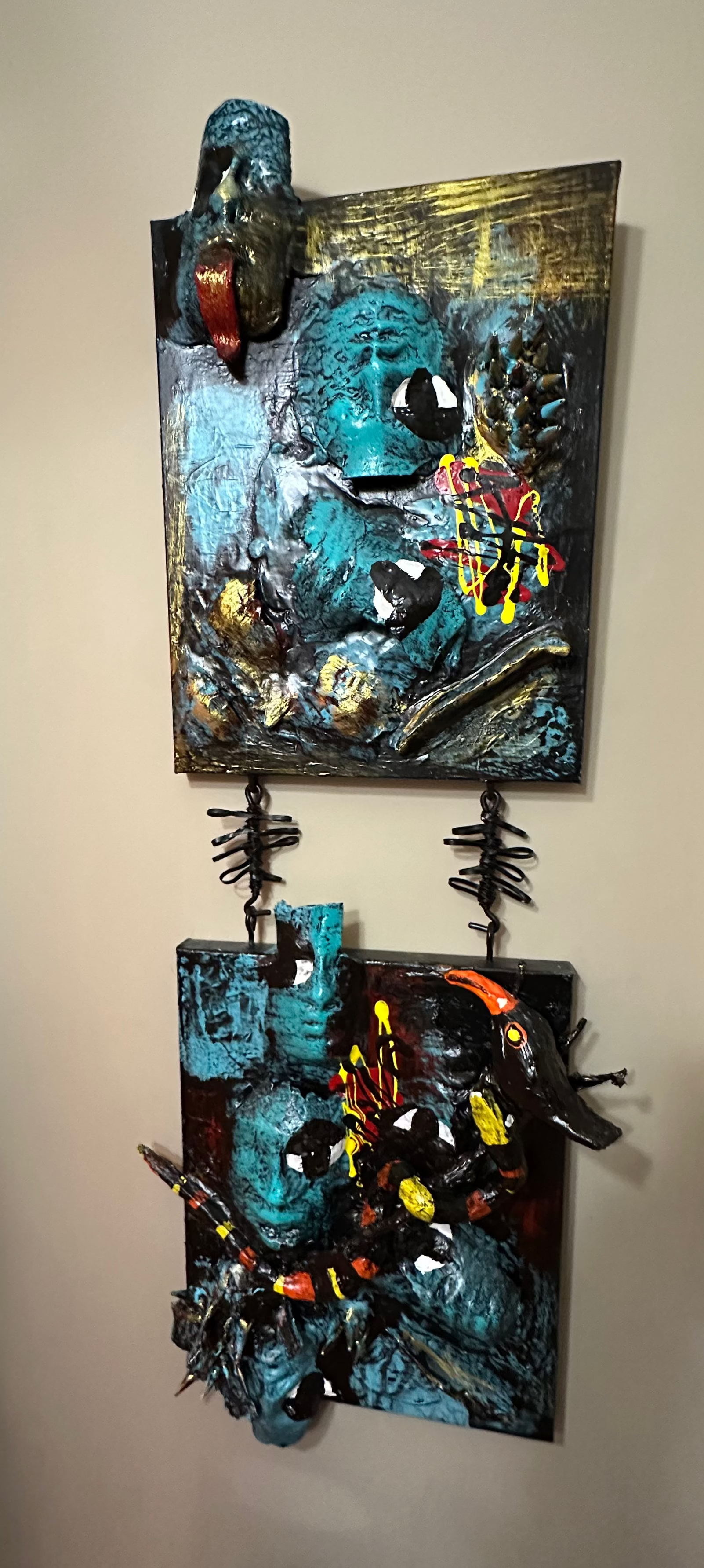 Good & Evil — Original Two-Panel Mixed-Media Sculptural Artwork