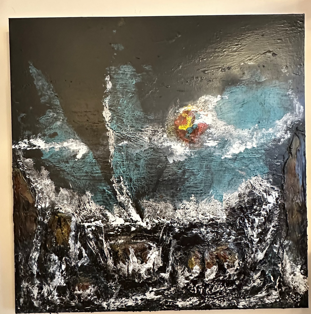 Orange Moon Over The Sea — Original Textured Seascape Painting