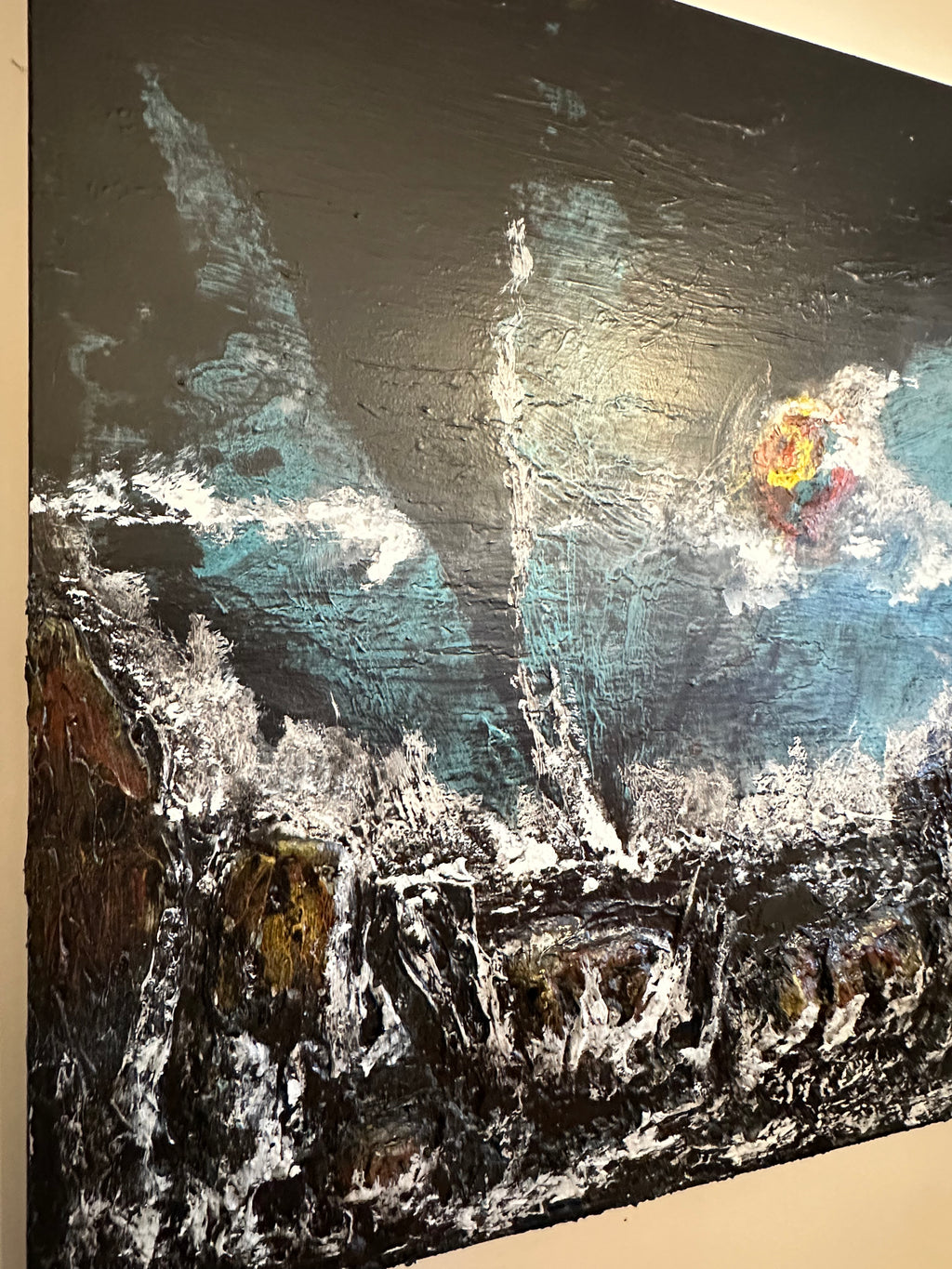 Orange Moon Over The Sea — Original Textured Seascape Painting