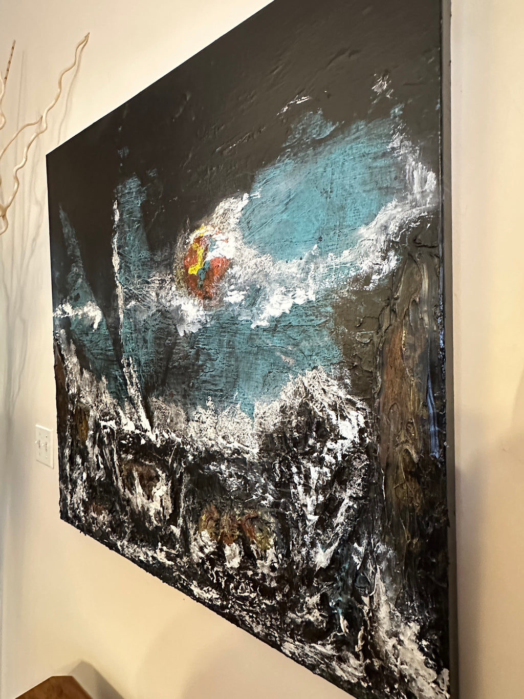 Orange Moon Over The Sea — Original Textured Seascape Painting