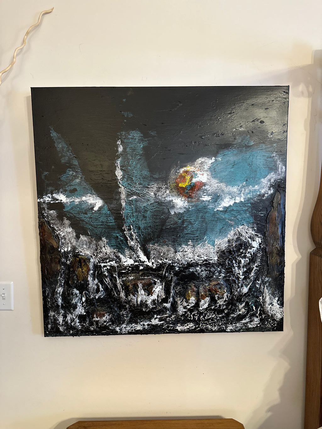 Orange Moon Over The Sea — Original Textured Seascape Painting