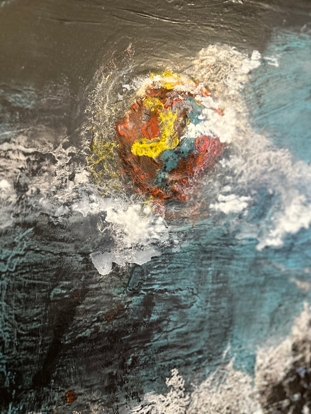 Orange Moon Over The Sea — Original Textured Seascape Painting