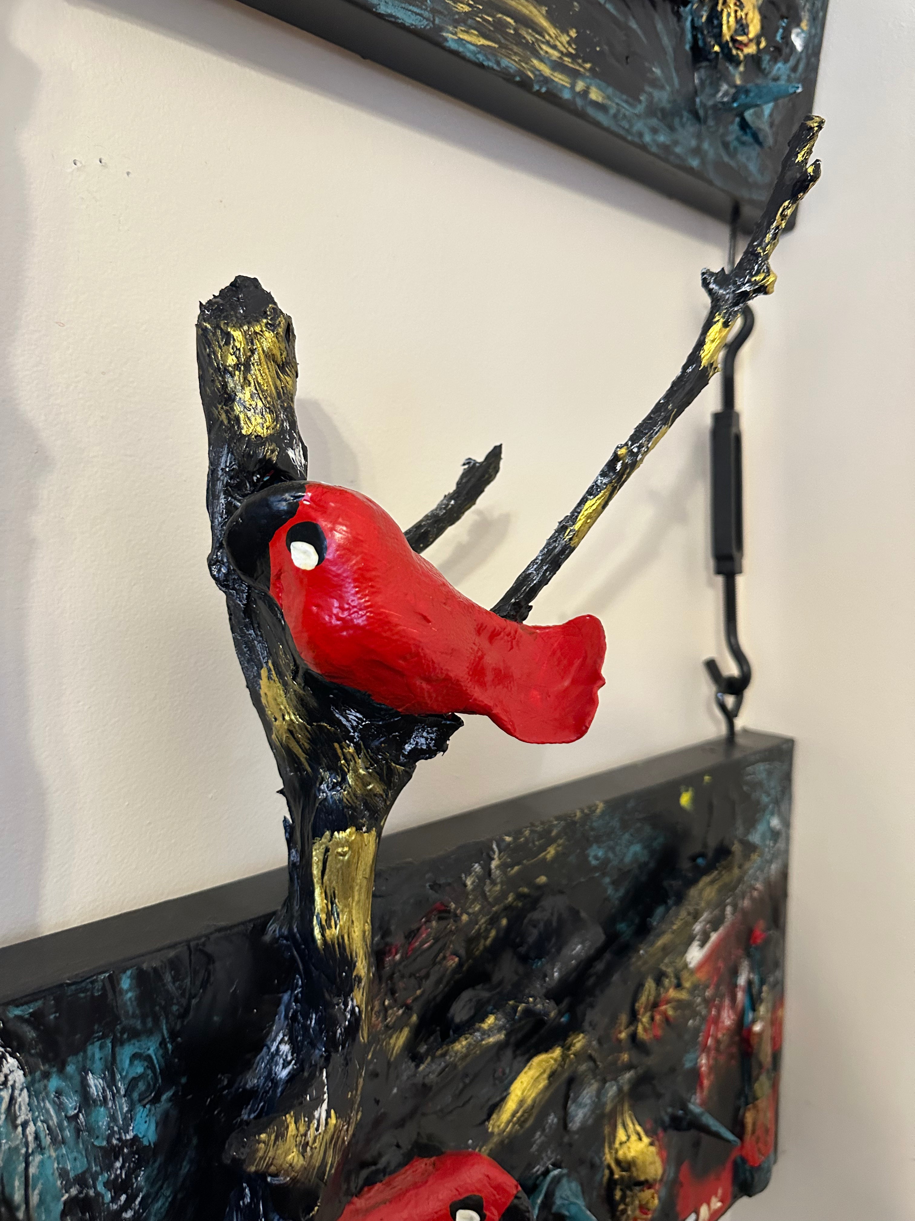 Blackwood at Night — Original Three-Panel Mixed-Media Sculptural Artwork