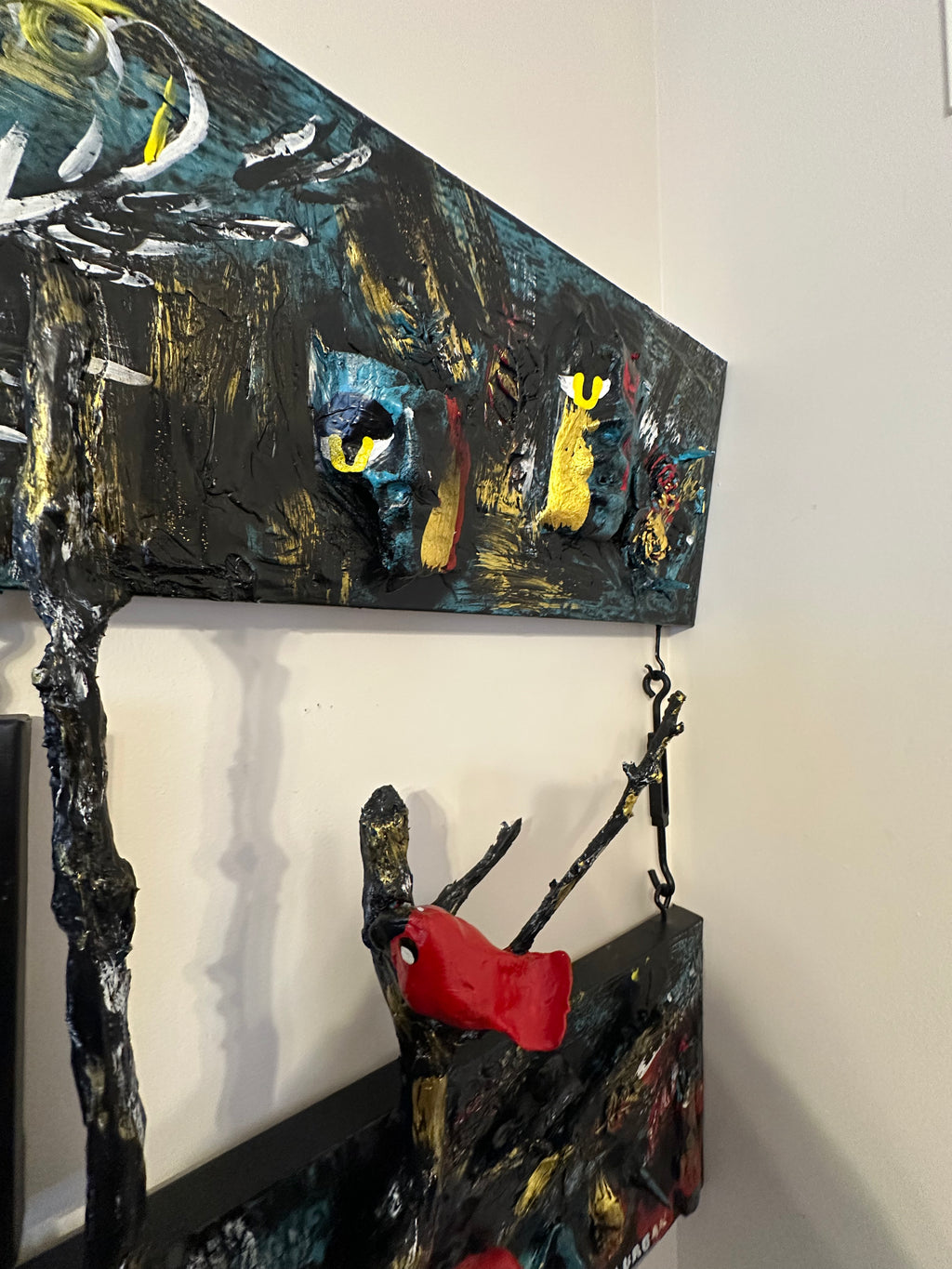 Blackwood at Night — Original Three-Panel Mixed-Media Sculptural Artwork