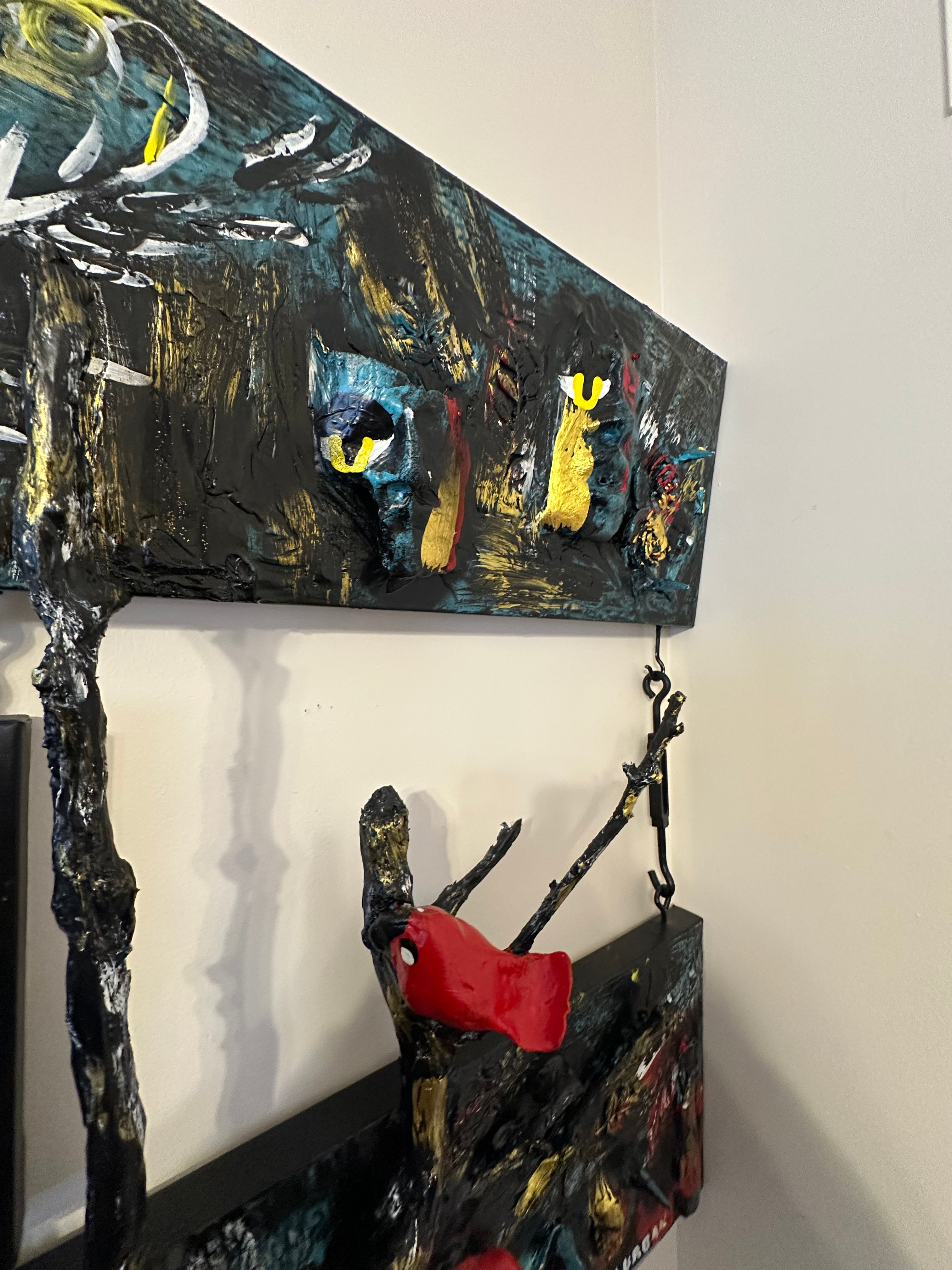 Blackwood at Night — Original Three-Panel Mixed-Media Sculptural Artwork