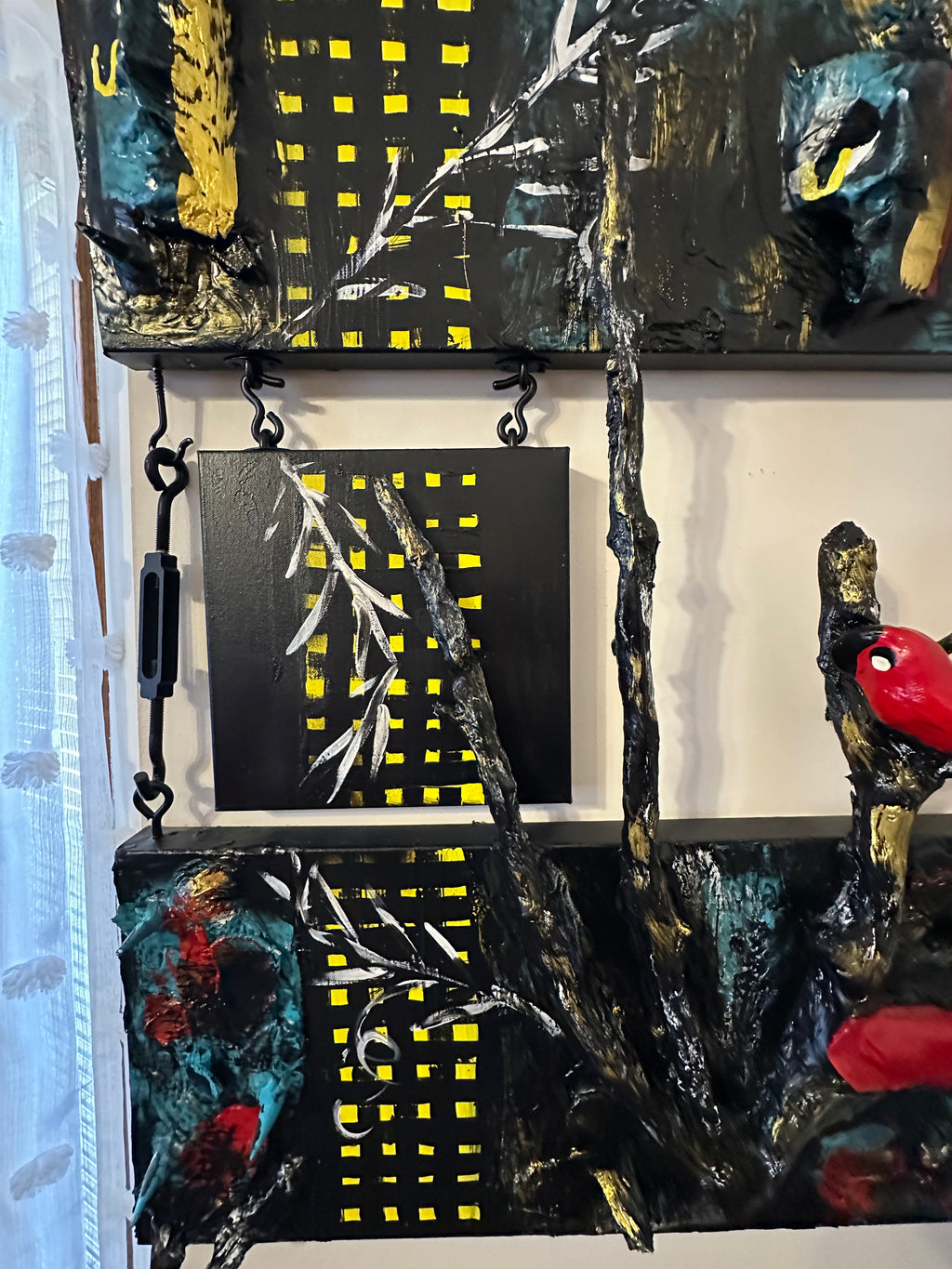 Blackwood at Night — Original Three-Panel Mixed-Media Sculptural Artwork