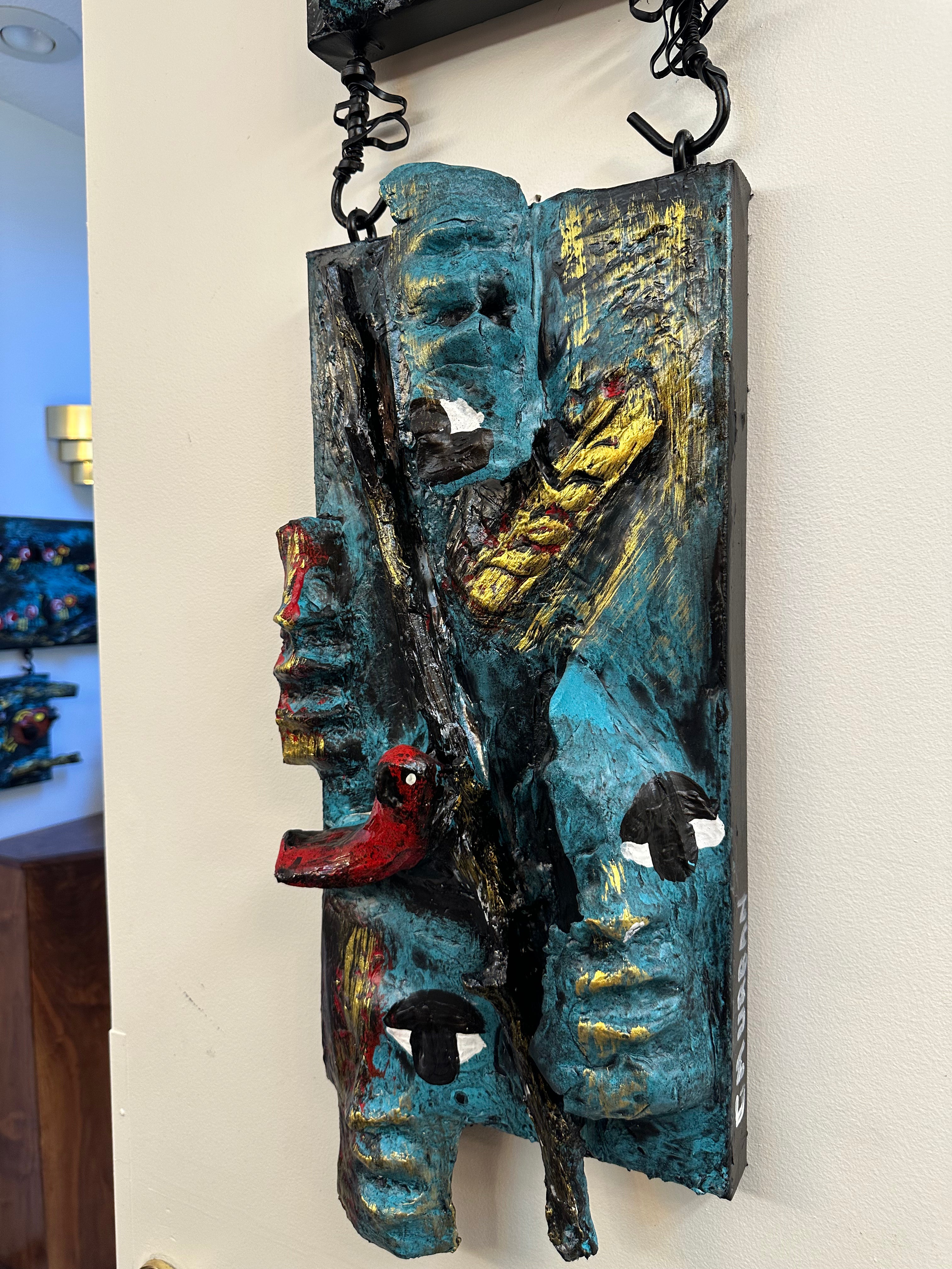 A Demon Among the Spirit Guides — Original Two-Panel Mixed-Media Sculptural Artwork