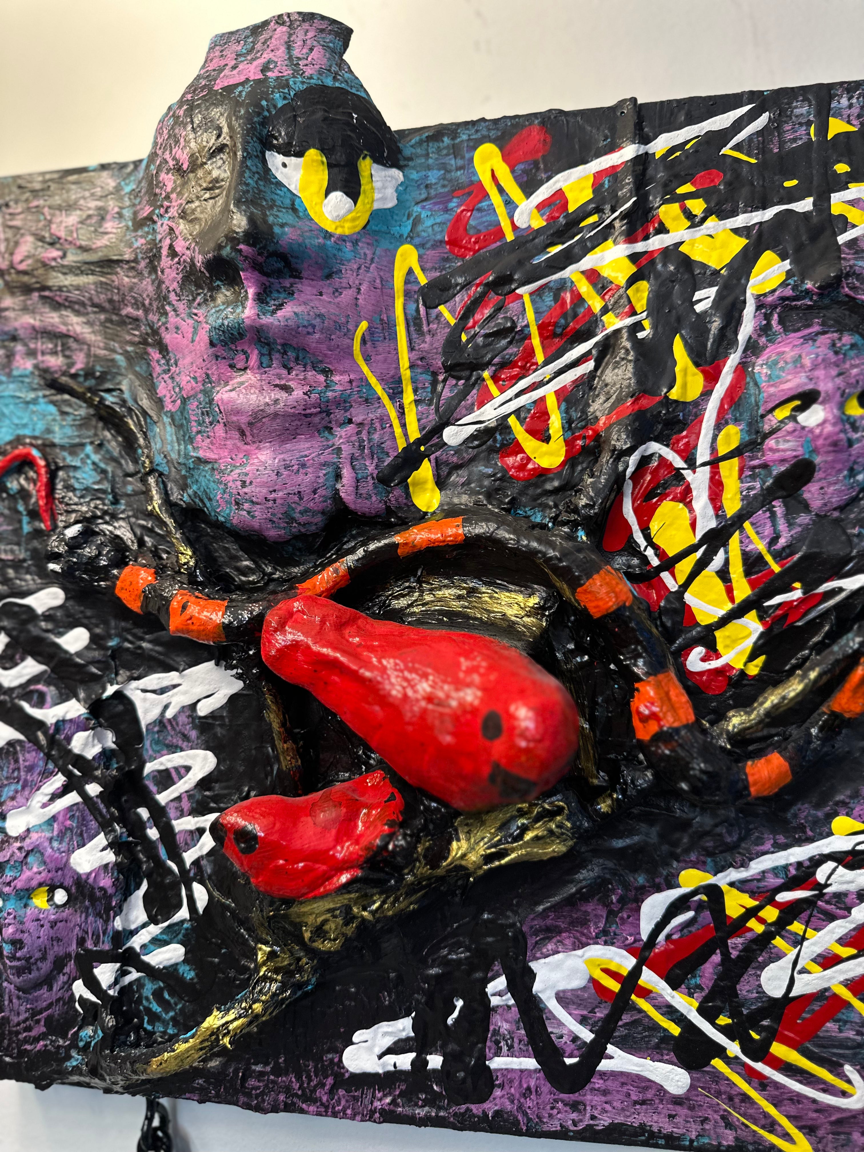 Yellow Eyes — Original Two-Panel Mixed-Media Sculptural Artwork