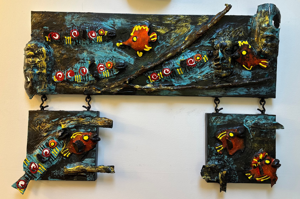 Spirits of the Sea — Original Three-Panel Mixed-Media Sculptural Artwork
