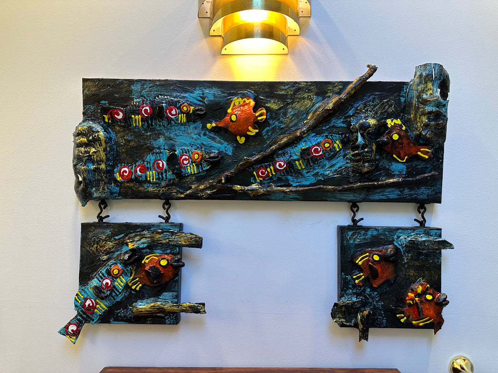 Spirits of the Sea — Original Three-Panel Mixed-Media Sculptural Artwork