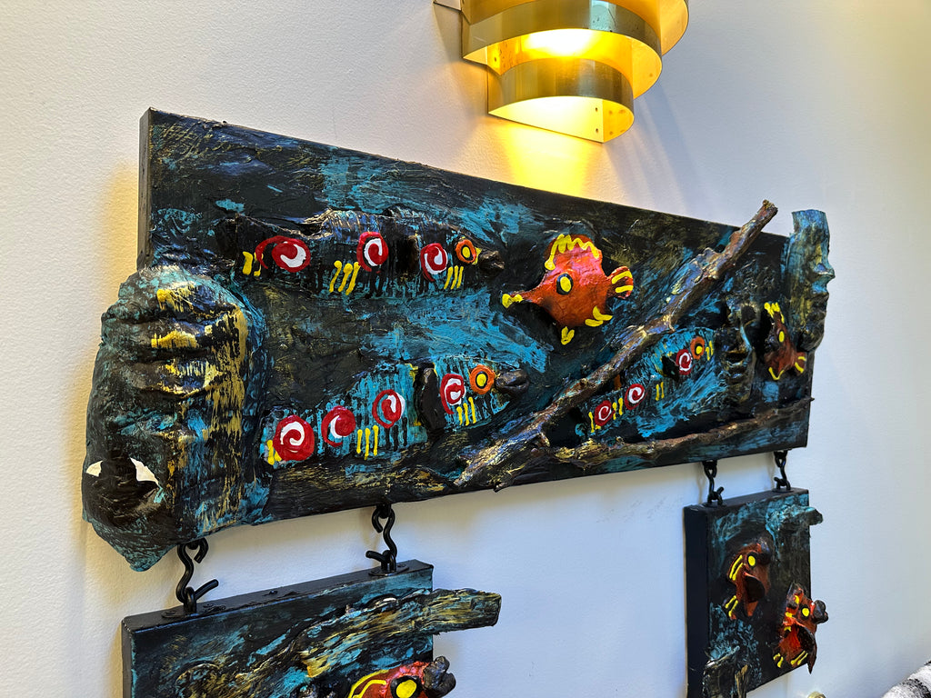 Spirits of the Sea — Original Three-Panel Mixed-Media Sculptural Artwork