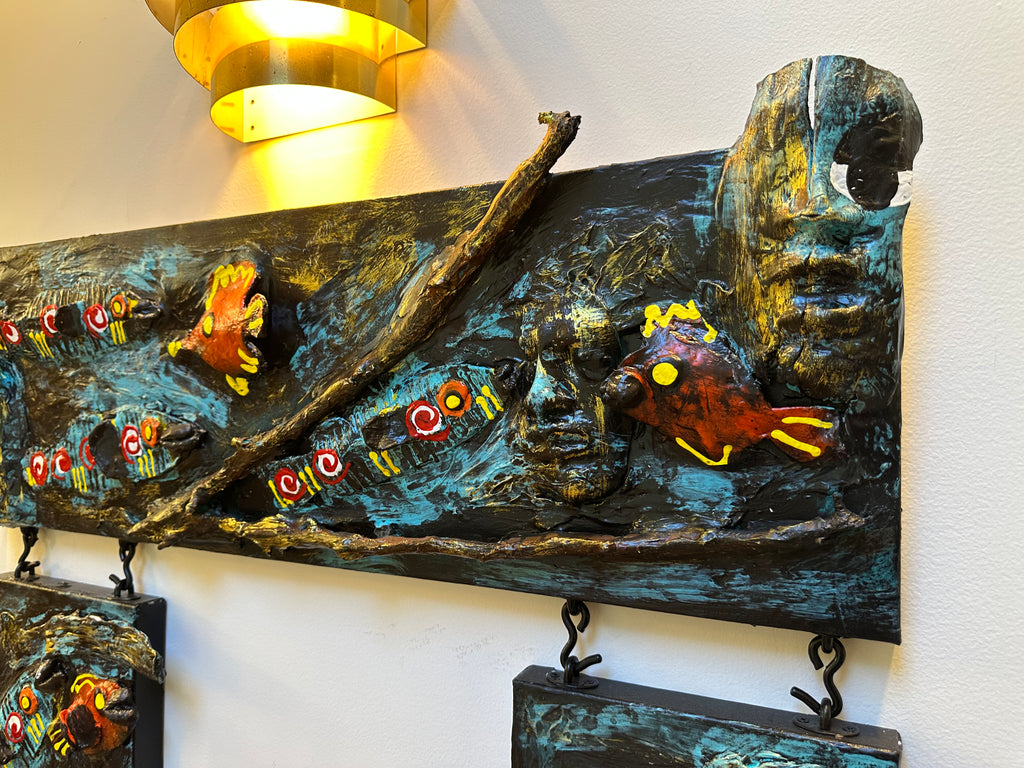 Spirits of the Sea — Original Three-Panel Mixed-Media Sculptural Artwork