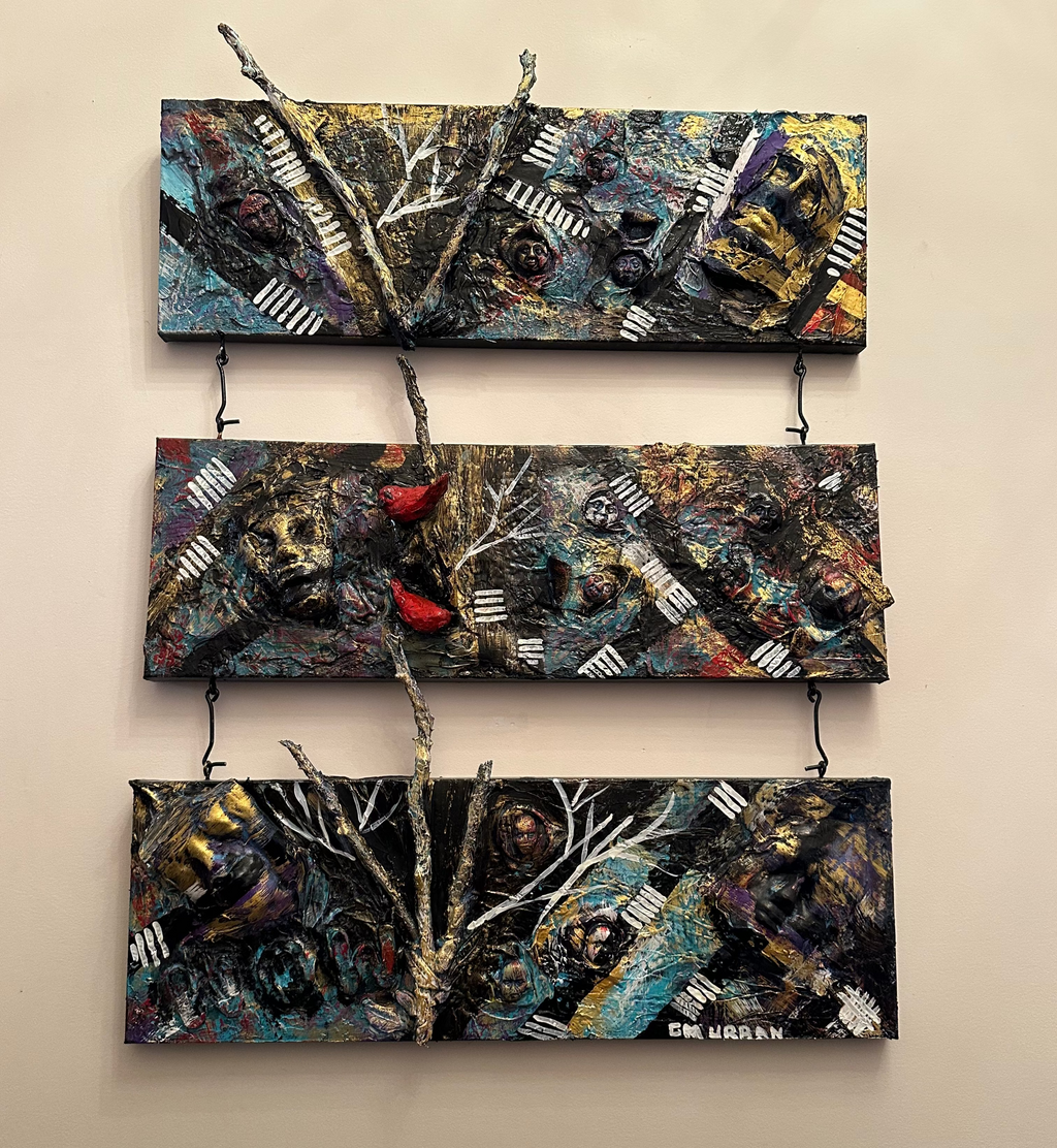 Chaos — Original Three-Panel Mixed-Media Sculptural Artwork