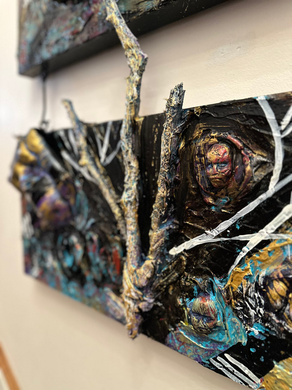 Chaos — Original Three-Panel Mixed-Media Sculptural Artwork