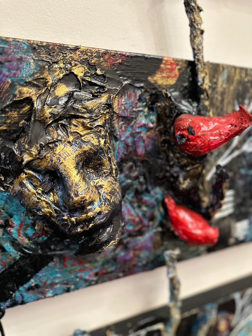 Chaos — Original Three-Panel Mixed-Media Sculptural Artwork