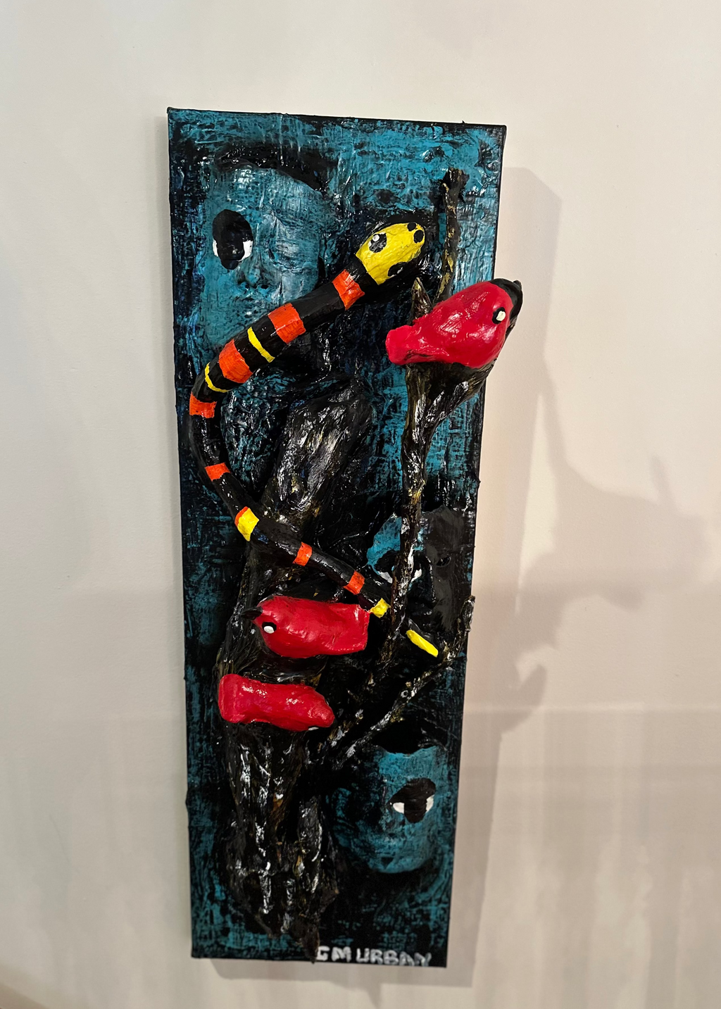 Three Red Birds — Original Mixed-Media Sculptural Artwork