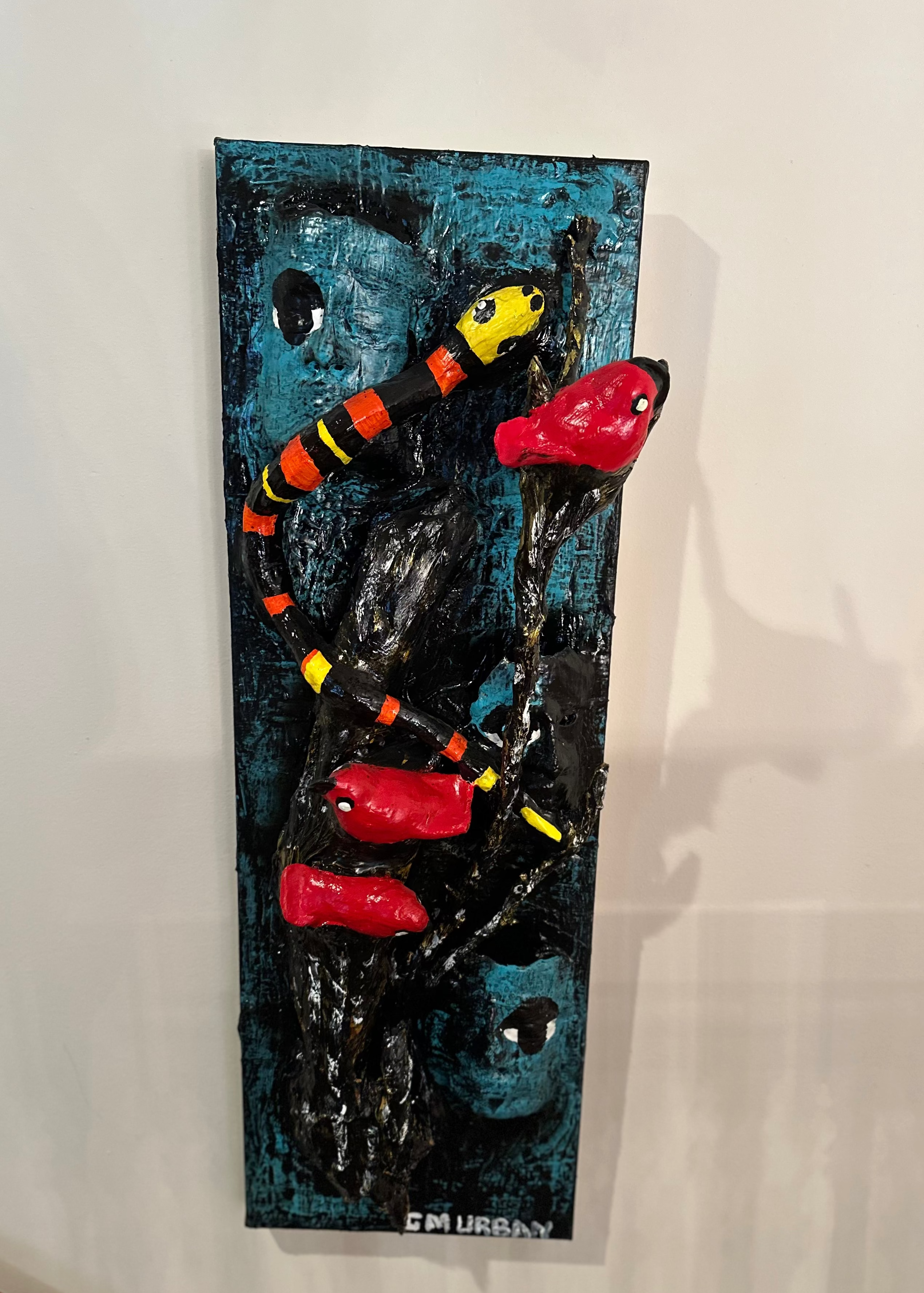 Three Red Birds — Original Mixed-Media Sculptural Artwork