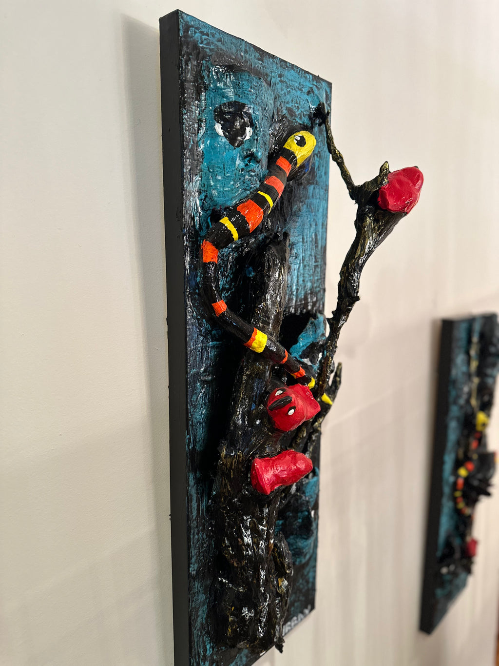 Three Red Birds — Original Mixed-Media Sculptural Artwork