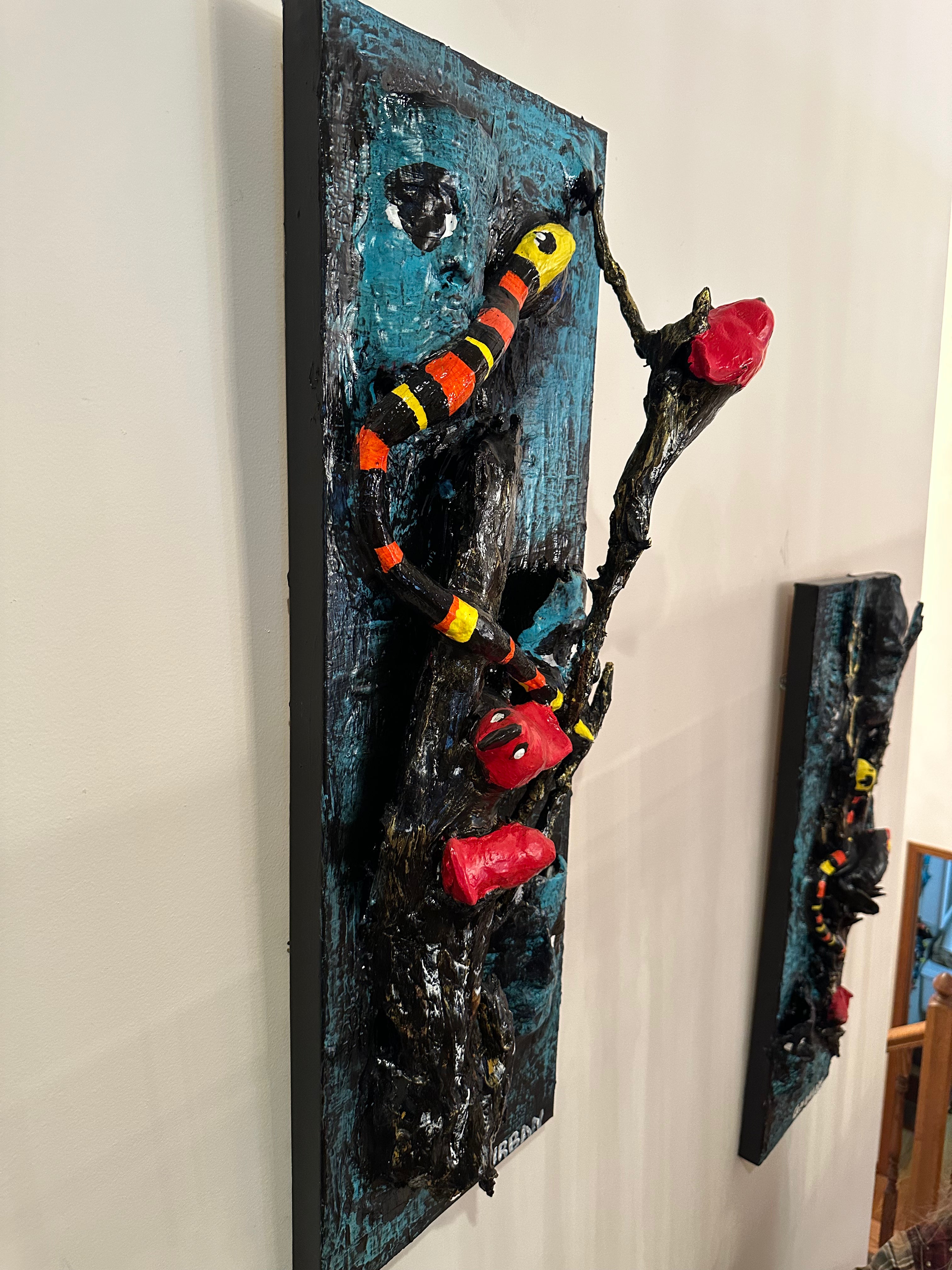 Three Red Birds — Original Mixed-Media Sculptural Artwork