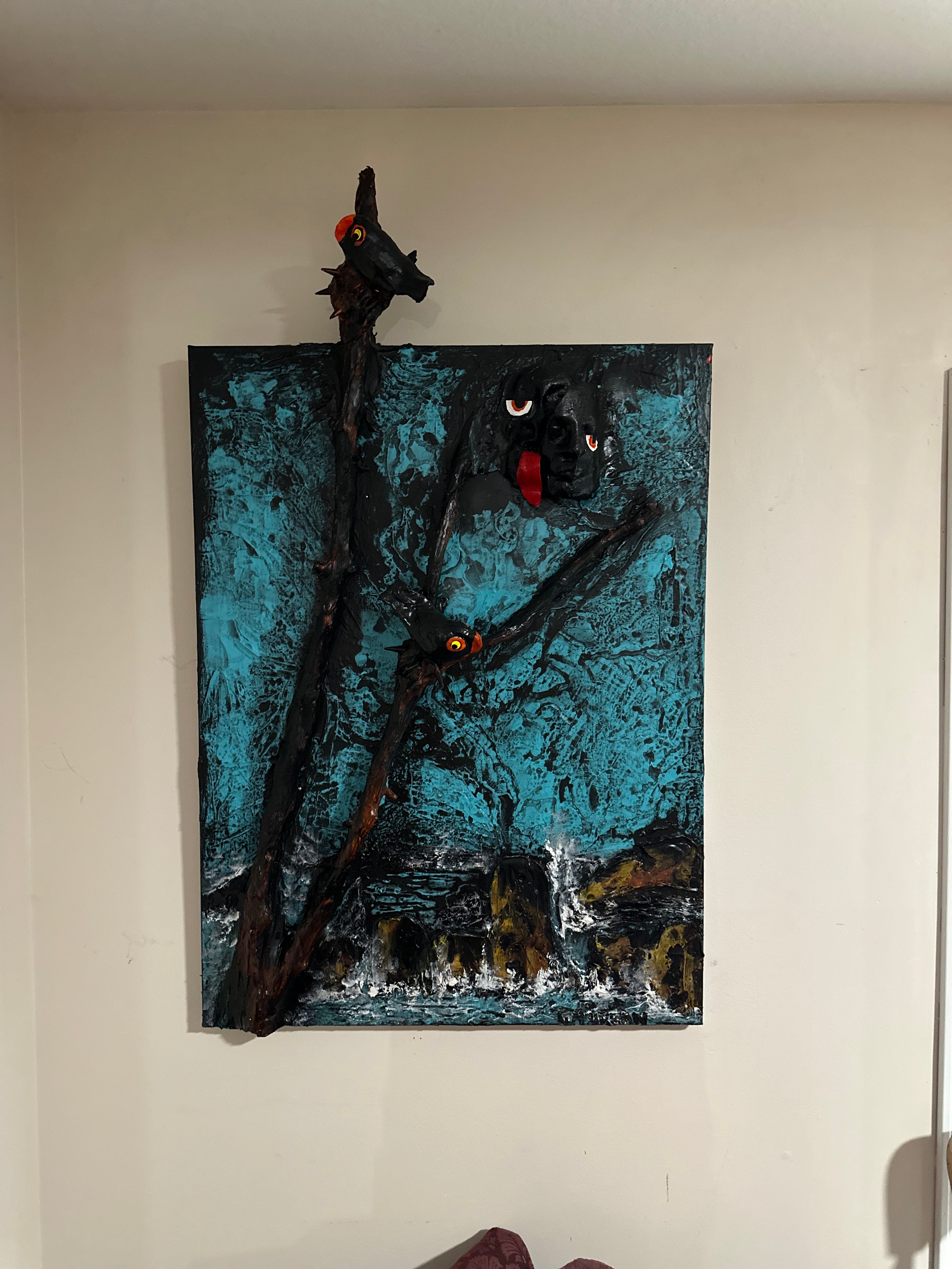 Turquoise Sea — Original Mixed-Media Sculptural Seascape