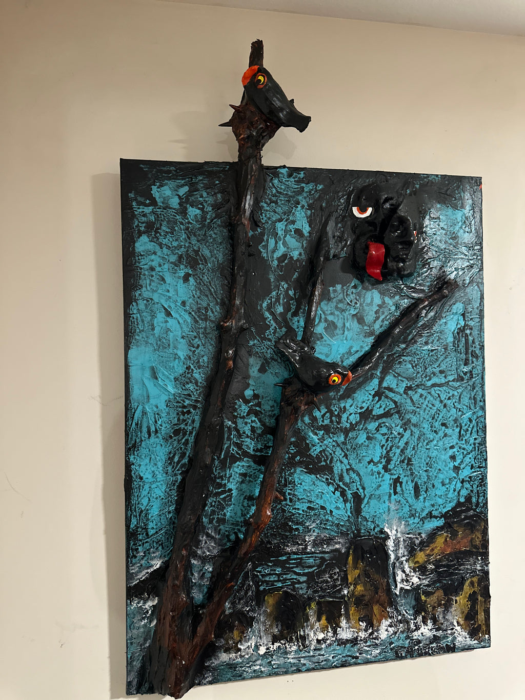 Turquoise Sea — Original Mixed-Media Sculptural Seascape