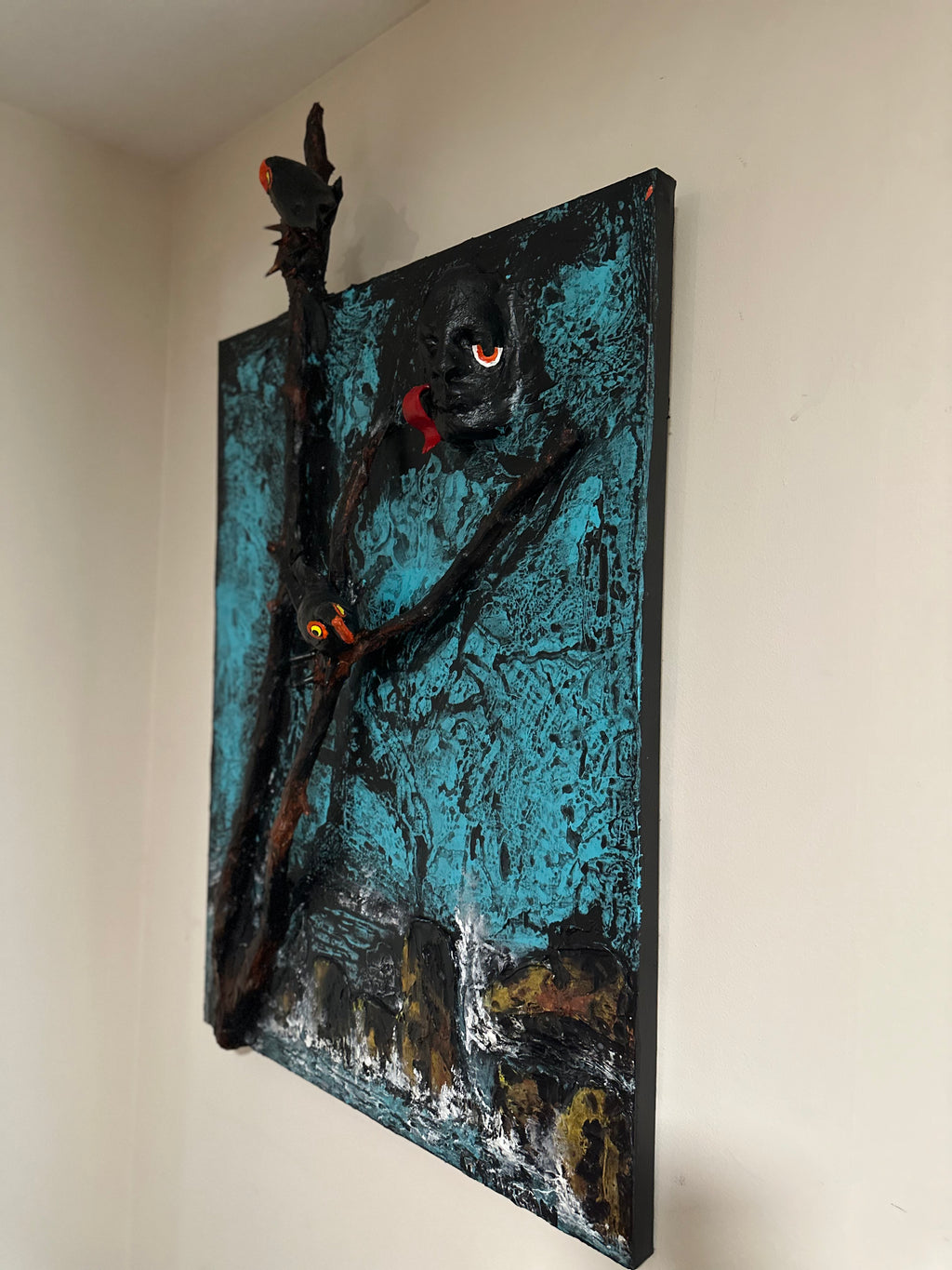 Turquoise Sea — Original Mixed-Media Sculptural Seascape