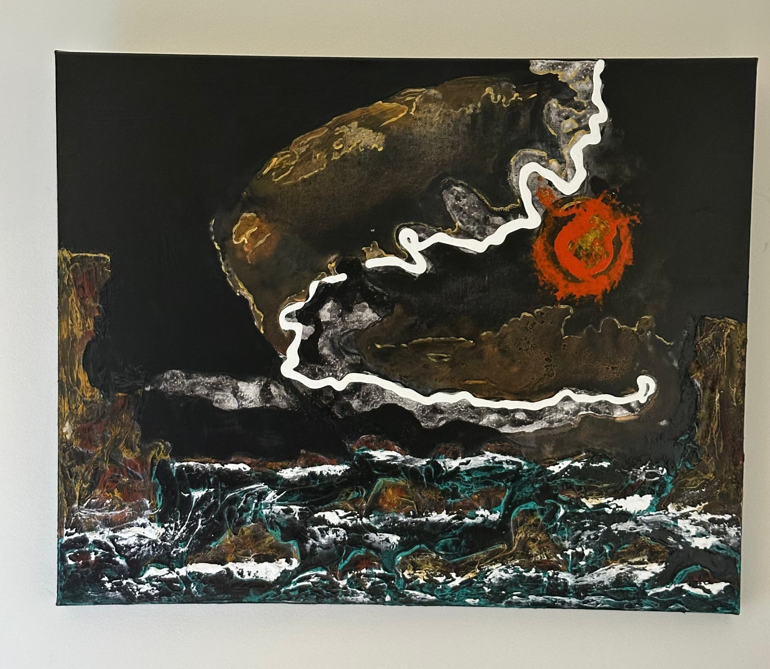 Orange Sun — Original Mixed-Media Seascape
