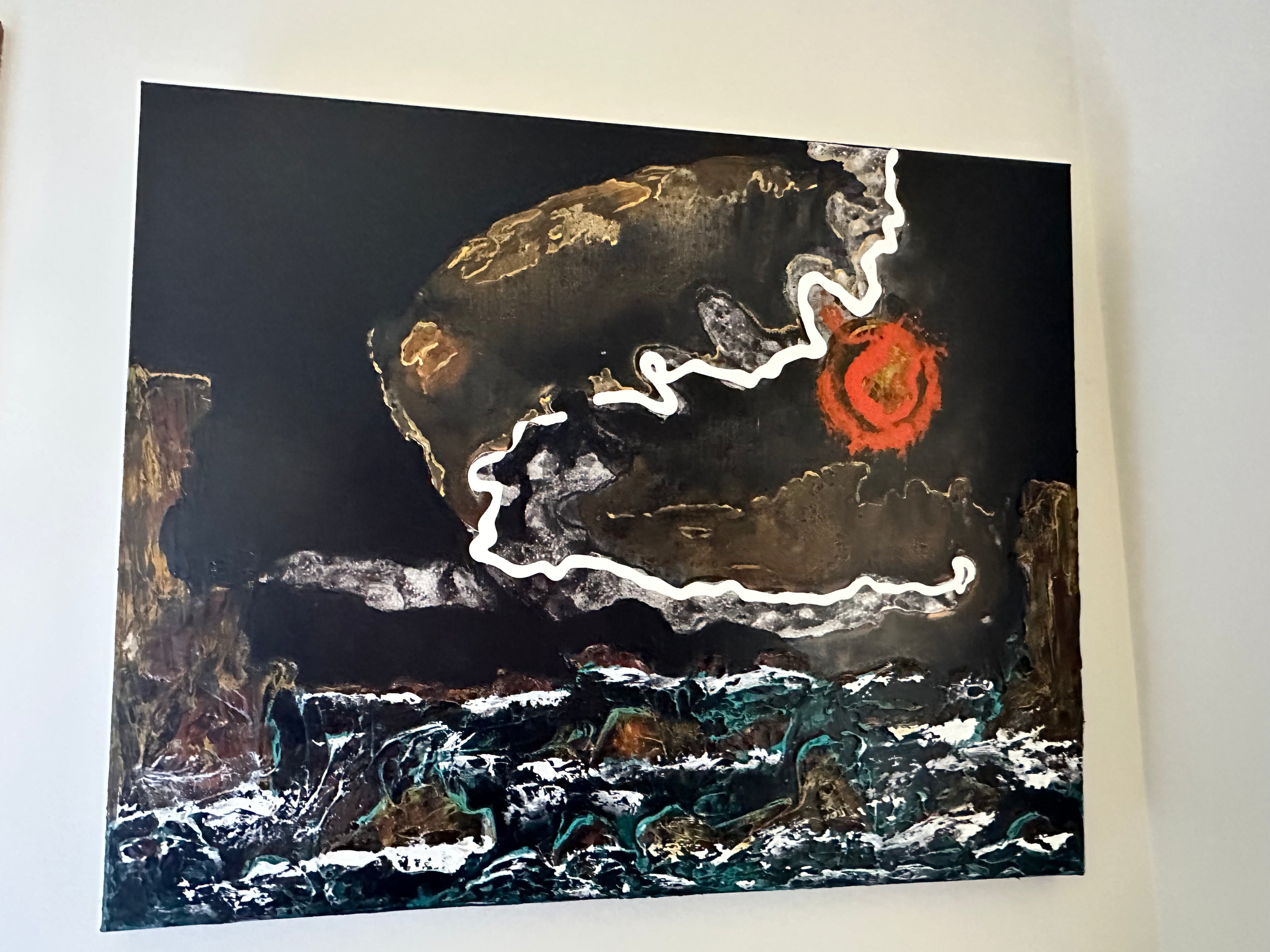 Orange Sun — Original Mixed-Media Seascape