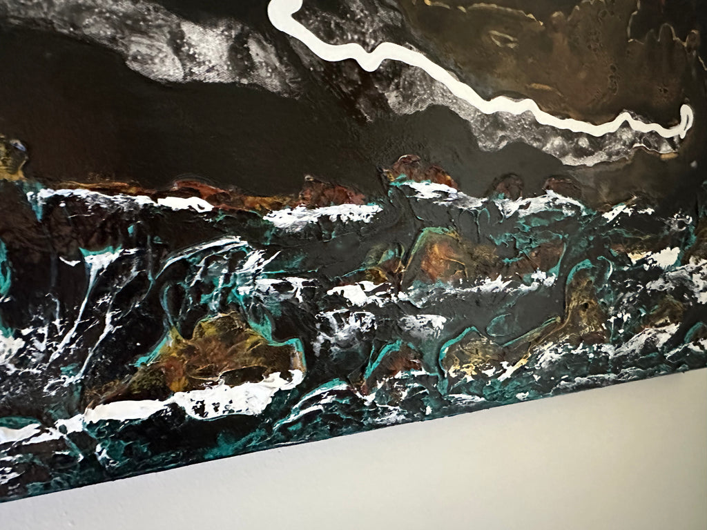 Orange Sun — Original Mixed-Media Seascape