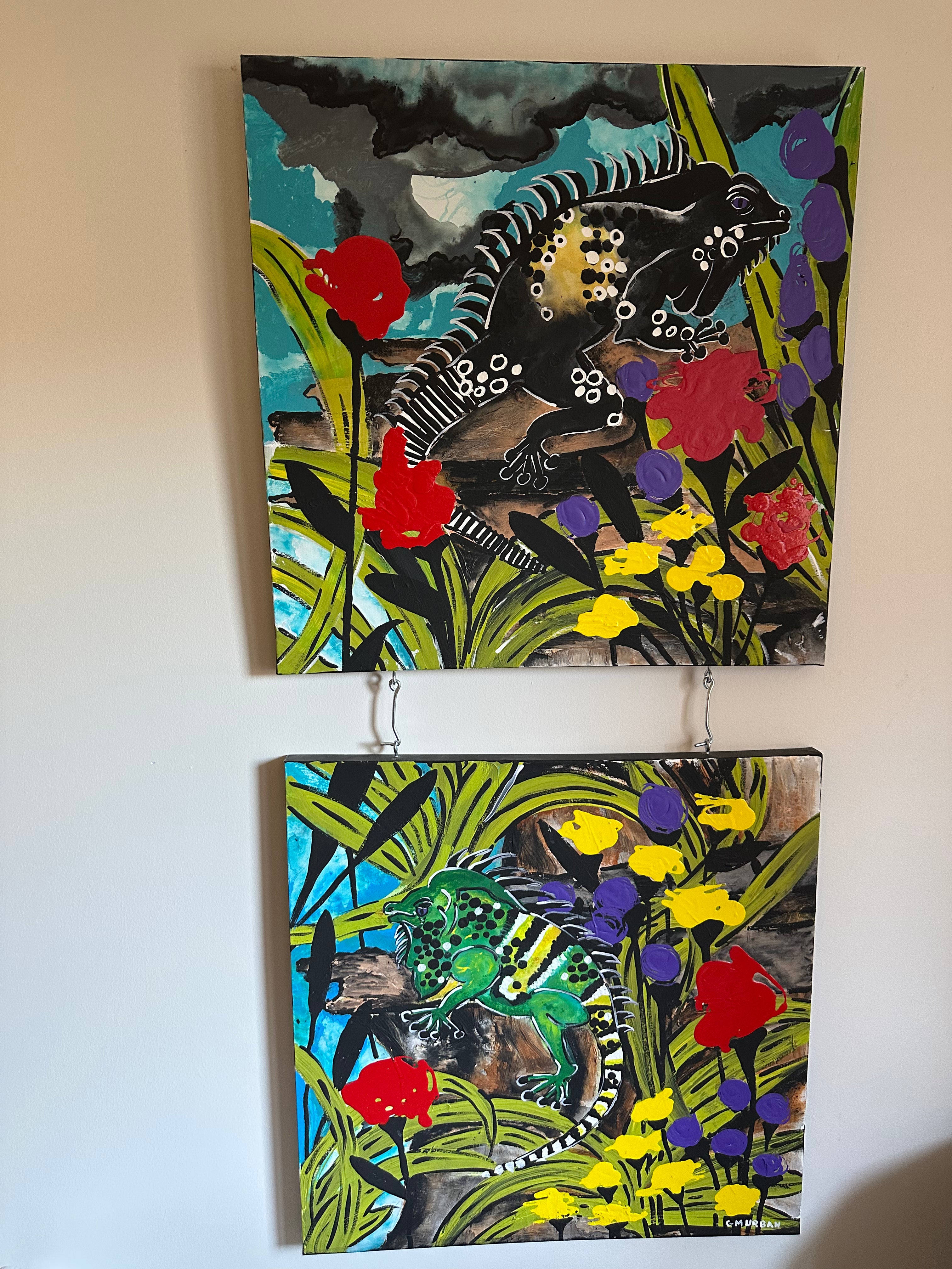 Lizard Dance — Original Mixed-Media Jungle Series