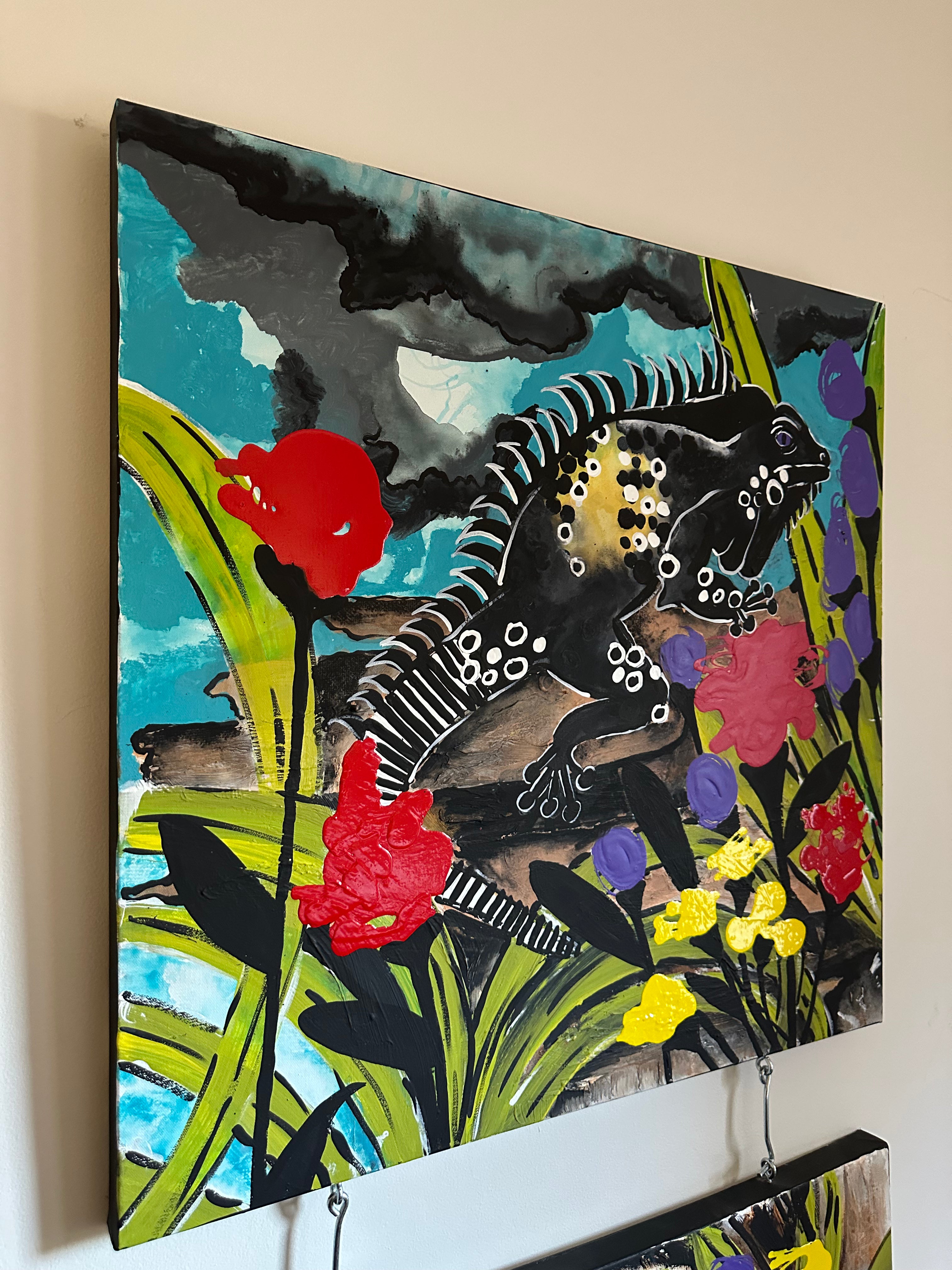 Lizard Dance — Original Mixed-Media Jungle Series