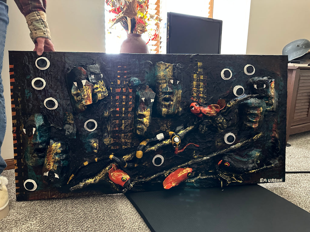 Seven Eyes — Original Mixed-Media Sculptural Painting