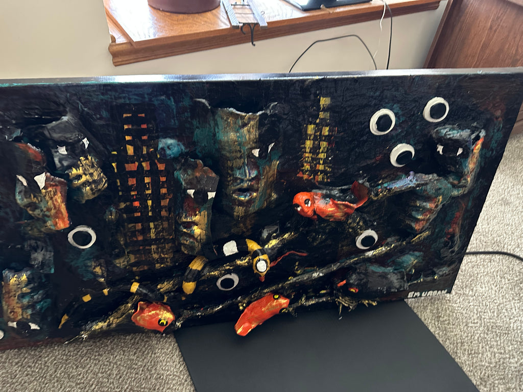 Seven Eyes — Original Mixed-Media Sculptural Painting