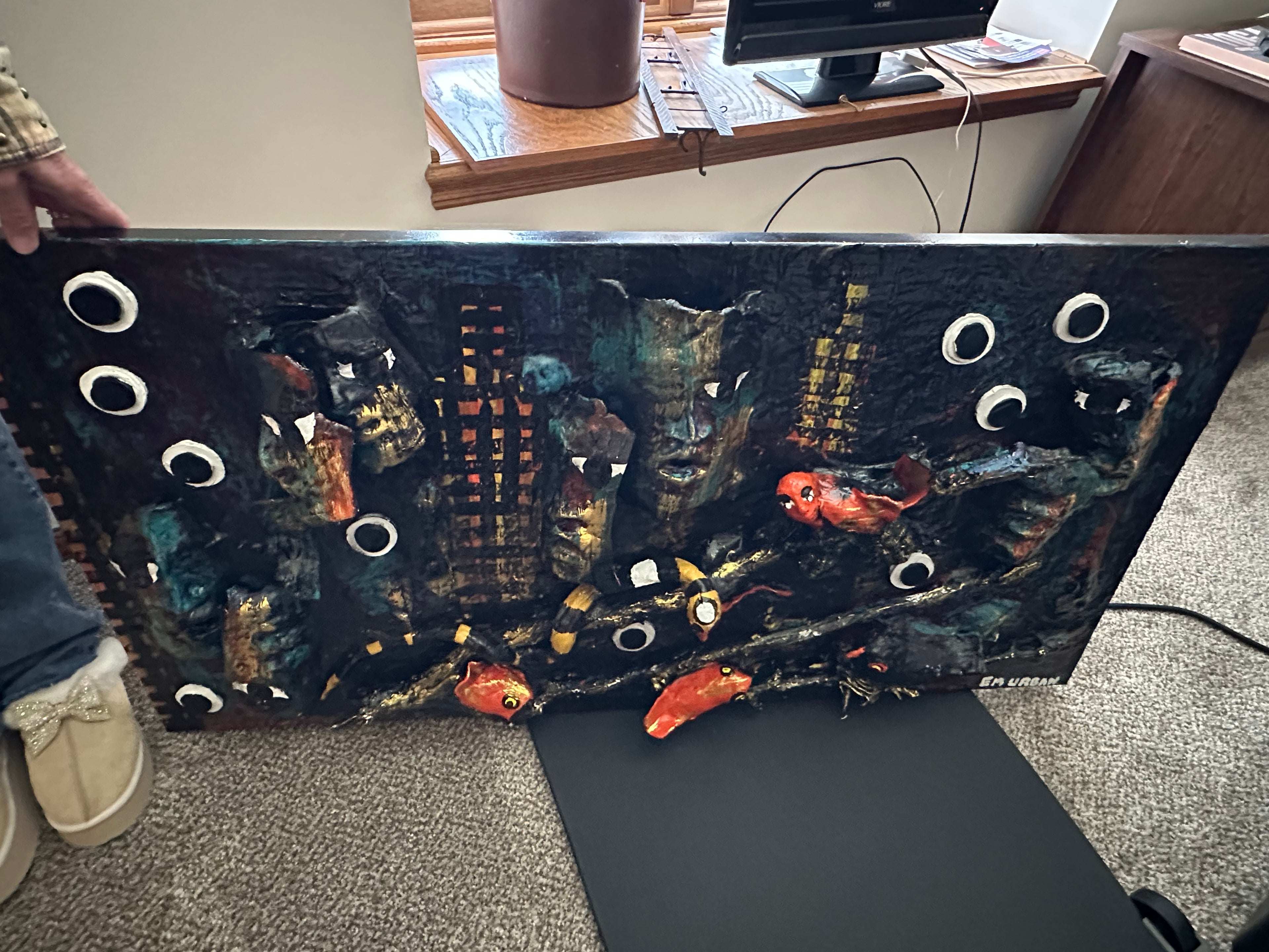 Seven Eyes — Original Mixed-Media Sculptural Painting