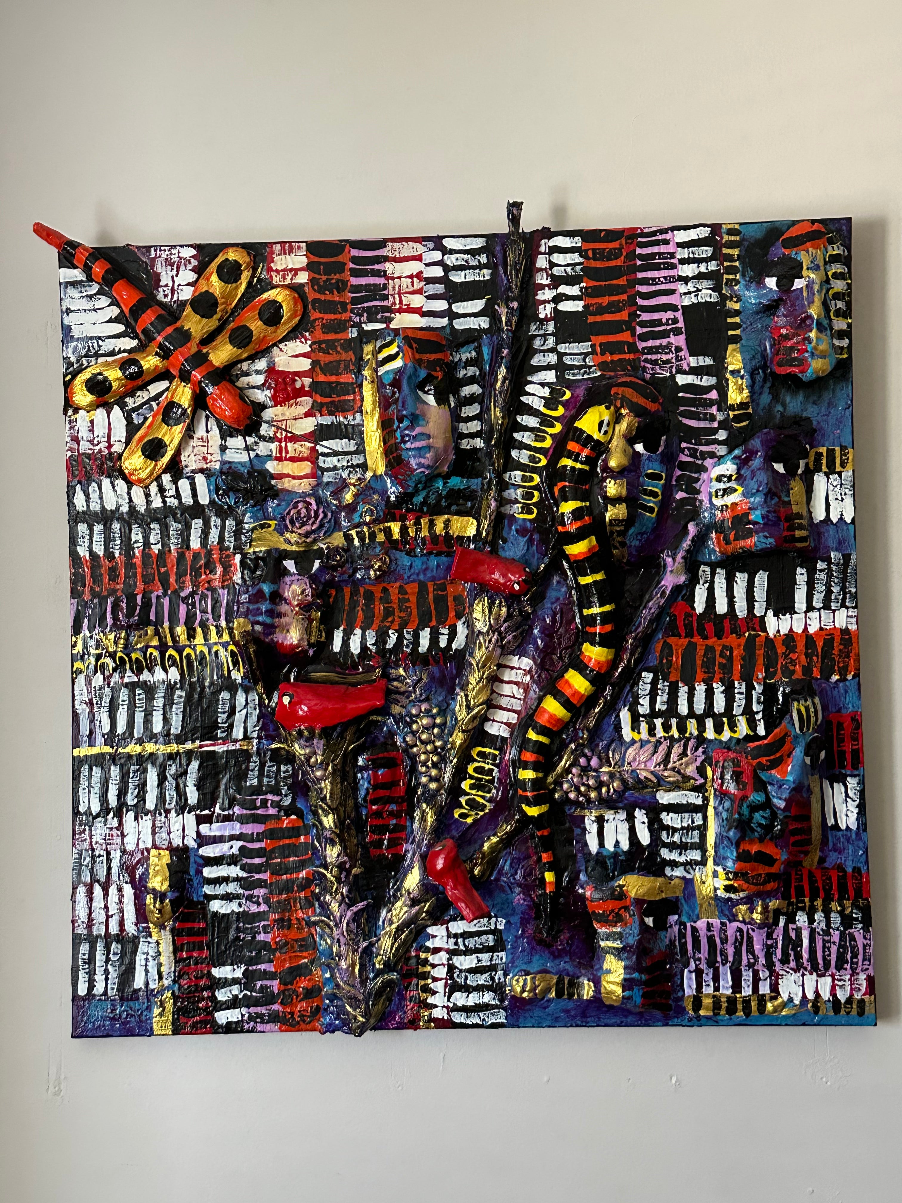 Wispering Dragonfly — Original Mixed-Media Textured Painting