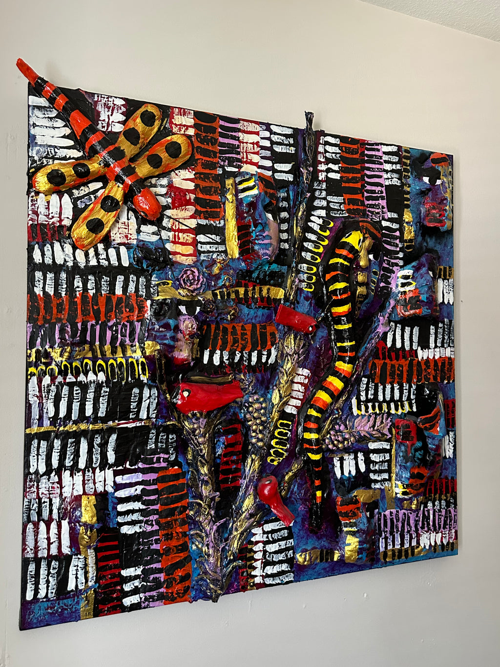 Wispering Dragonfly — Original Mixed-Media Textured Painting