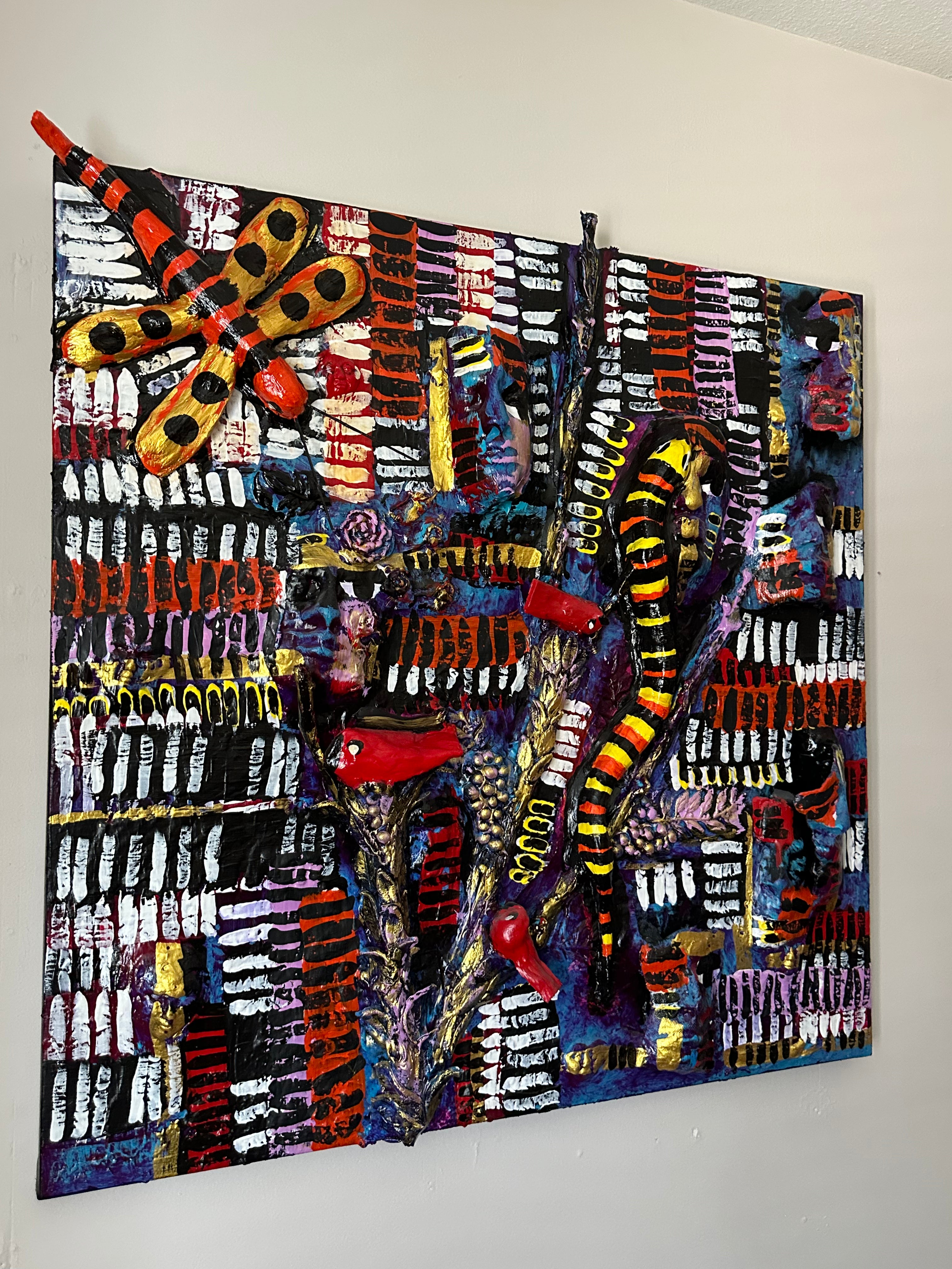 Wispering Dragonfly — Original Mixed-Media Textured Painting