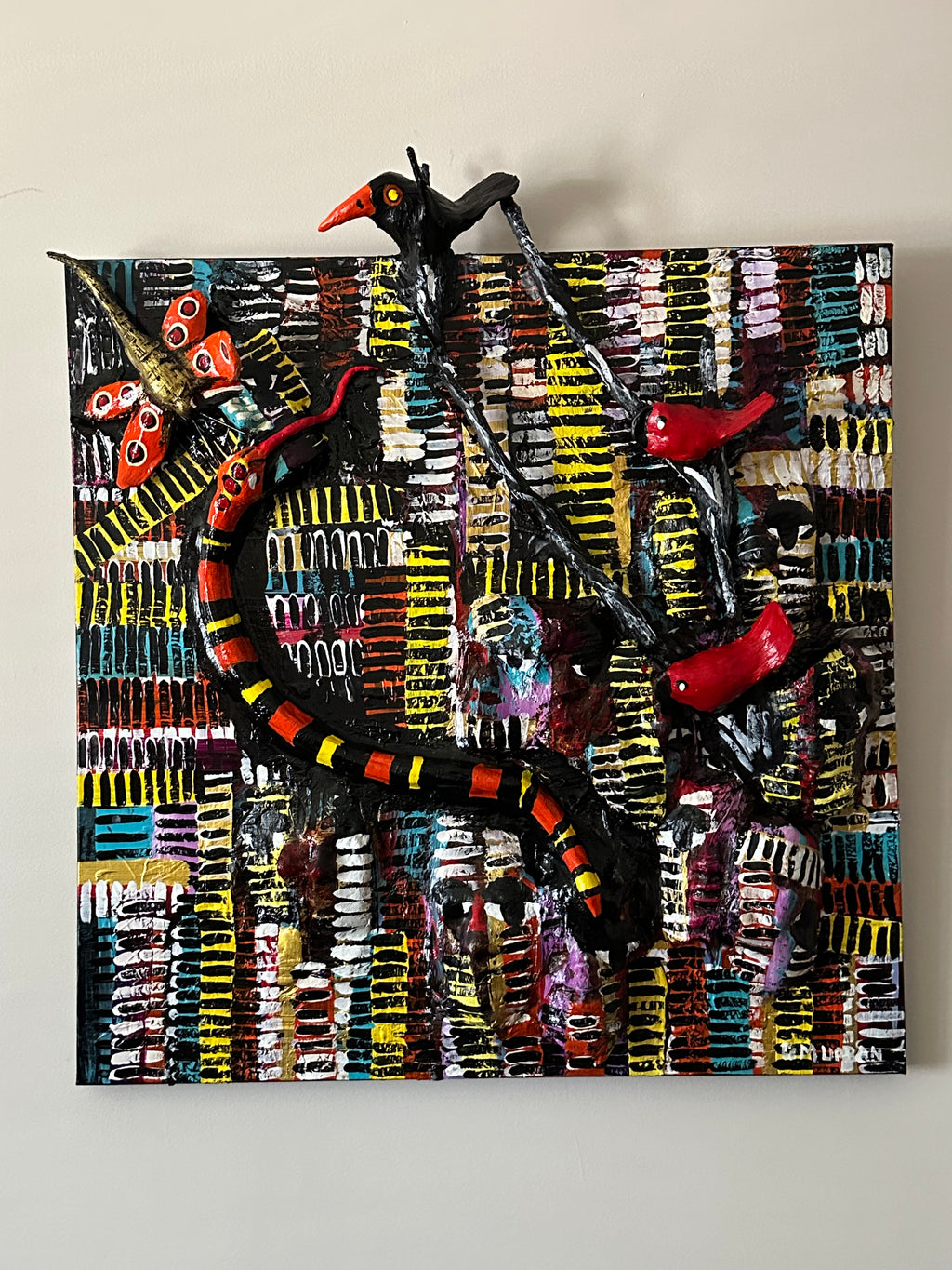 Dragonfly Color Dance — Original Mixed-Media Textured Painting