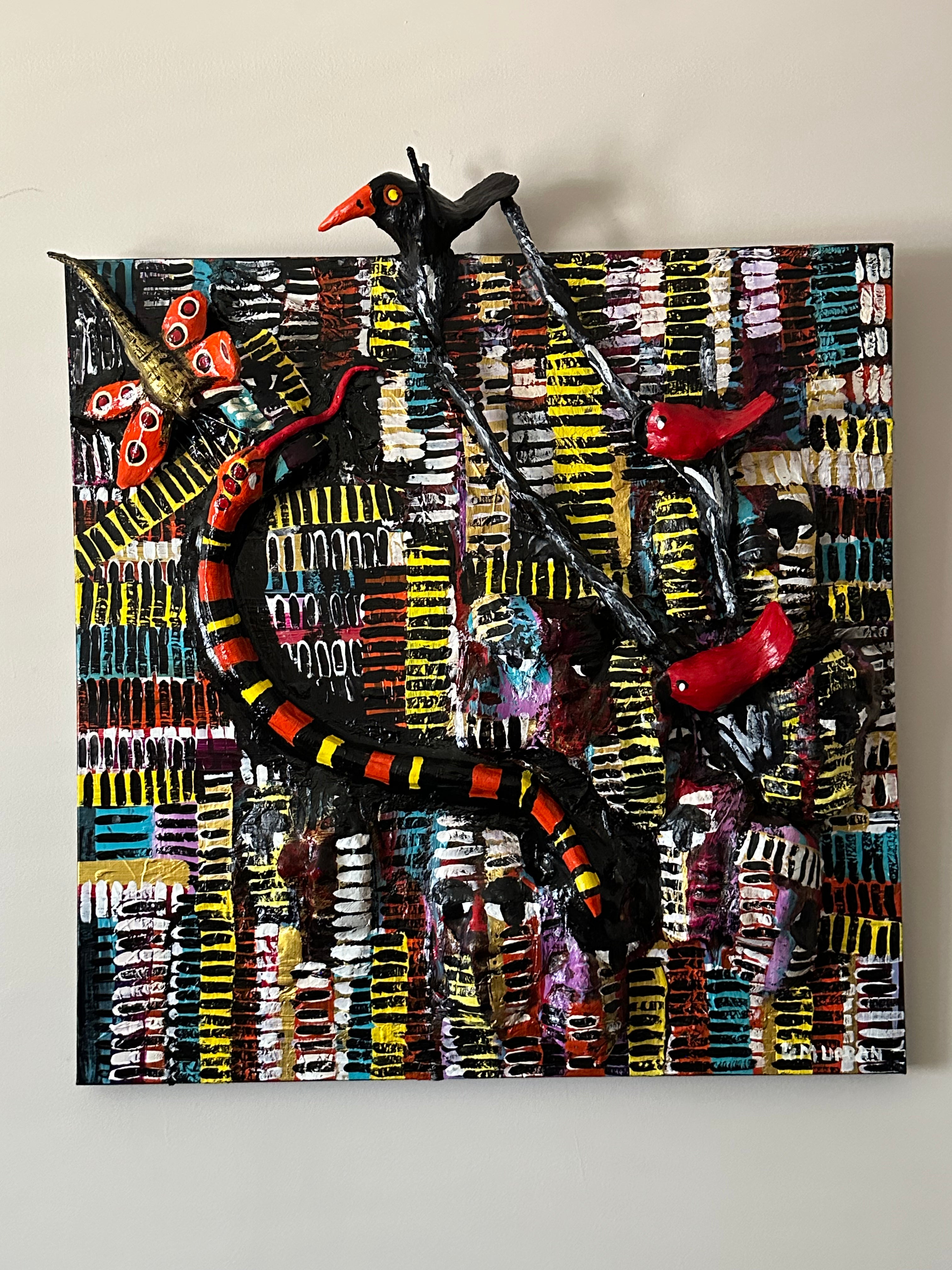 Dragonfly Color Dance — Original Mixed-Media Textured Painting