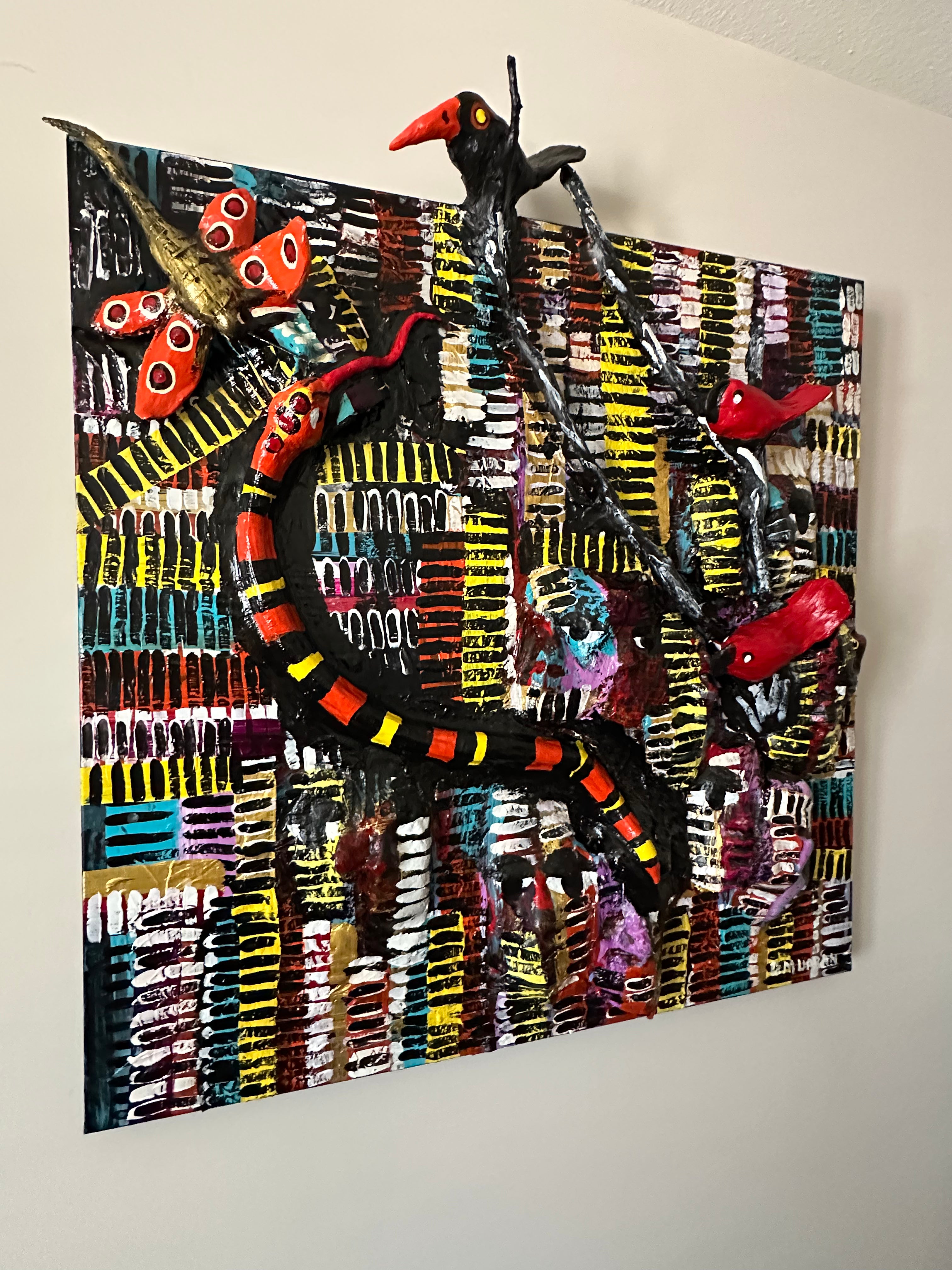 Dragonfly Color Dance — Original Mixed-Media Textured Painting