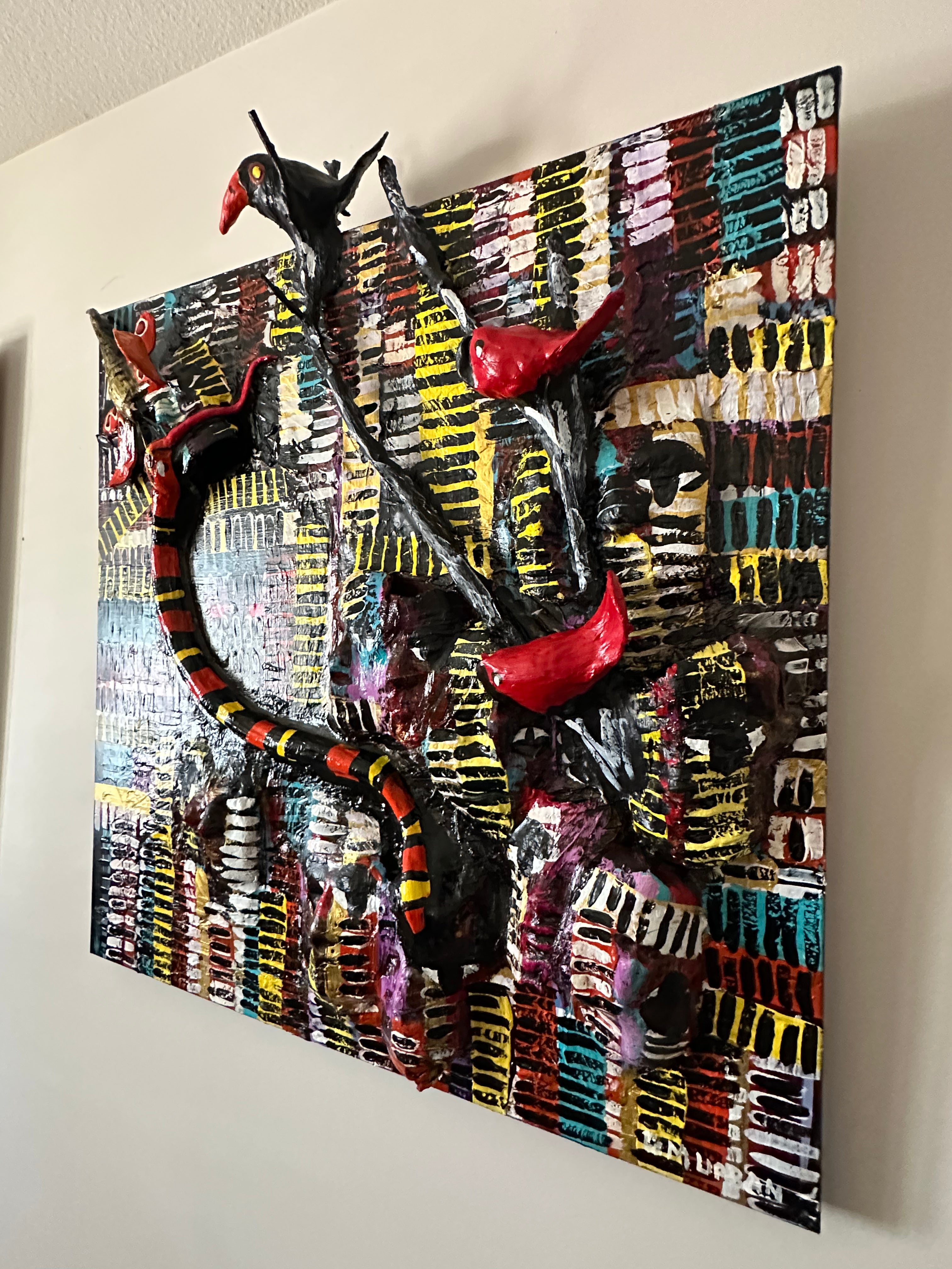 Dragonfly Color Dance — Original Mixed-Media Textured Painting