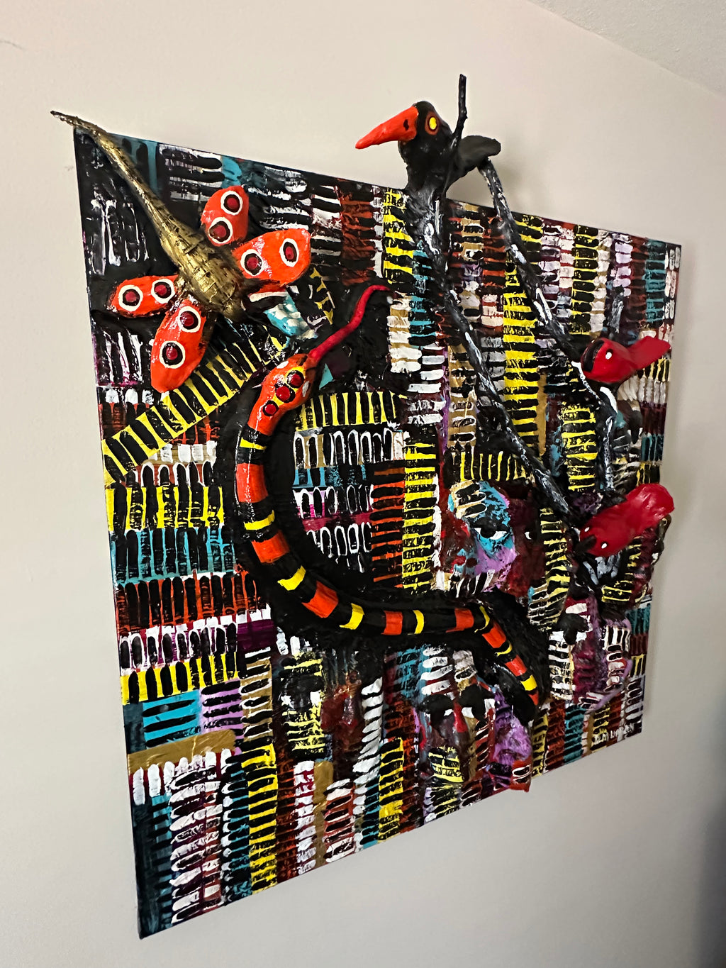 Dragonfly Color Dance — Original Mixed-Media Textured Painting