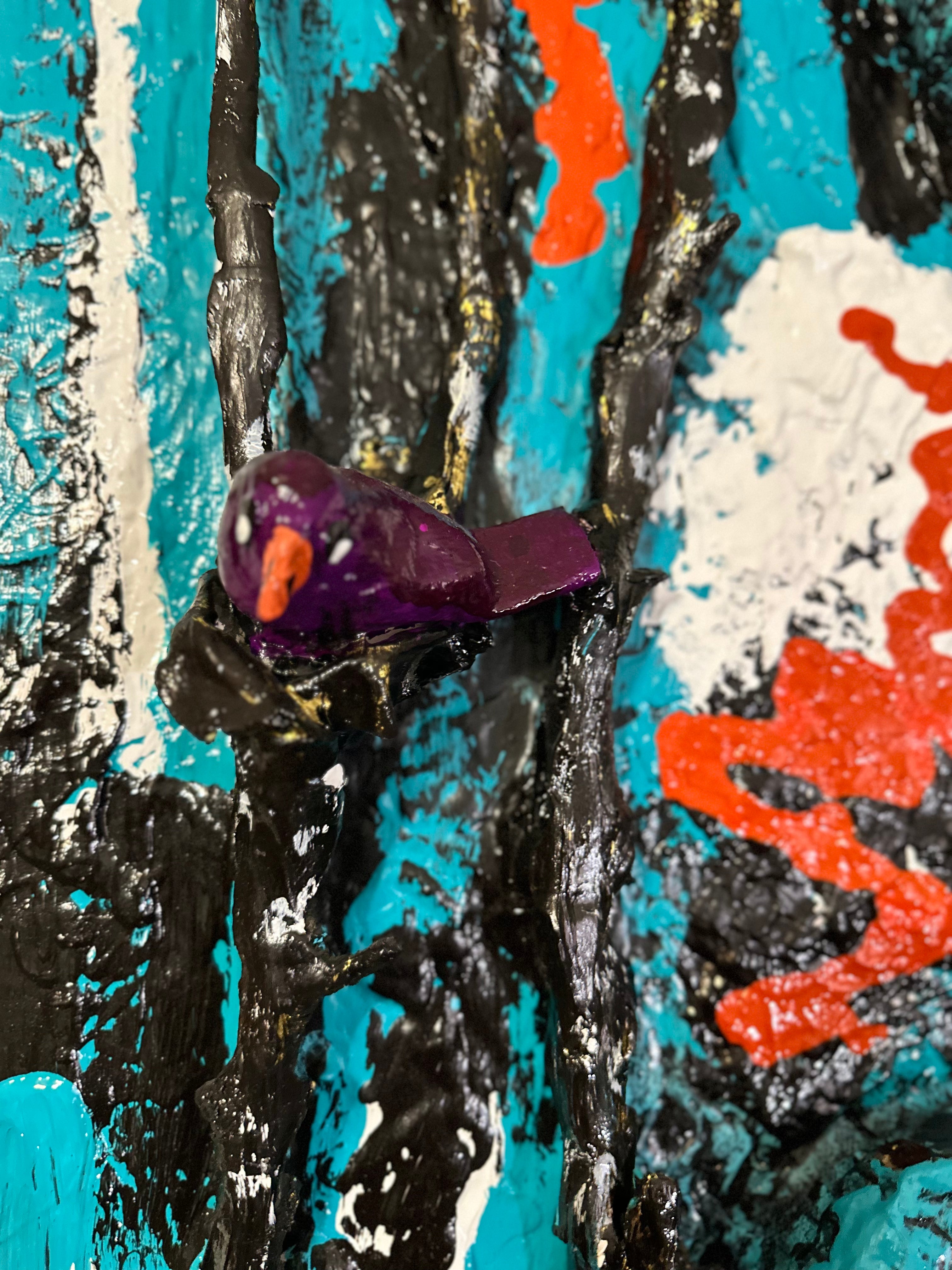 Purple Bird — Original Mixed-Media Textured Artwork  by Geri Urban | Boujee Art